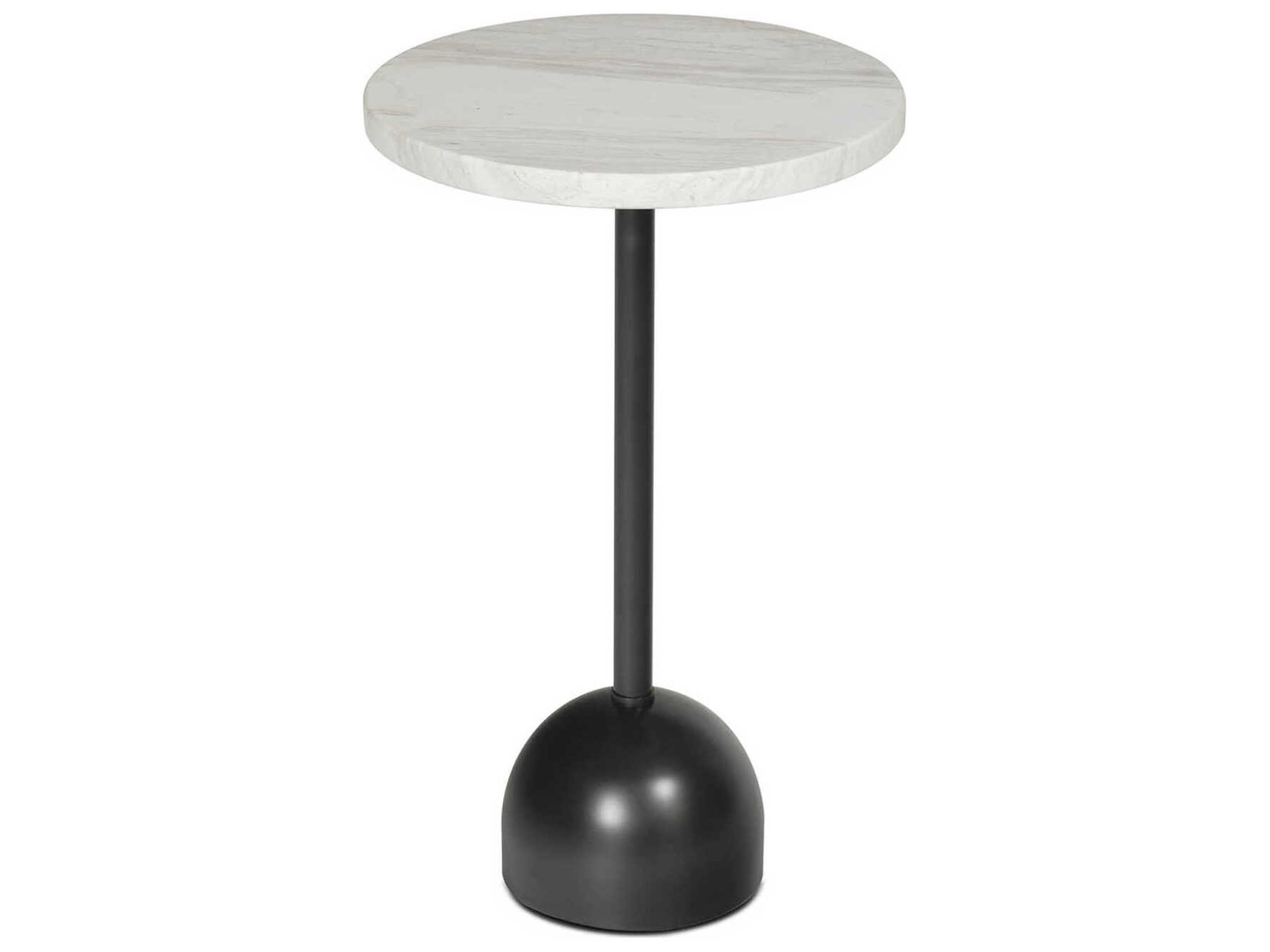 Arthur Round Marble Oil Rubbed Bronze End Table