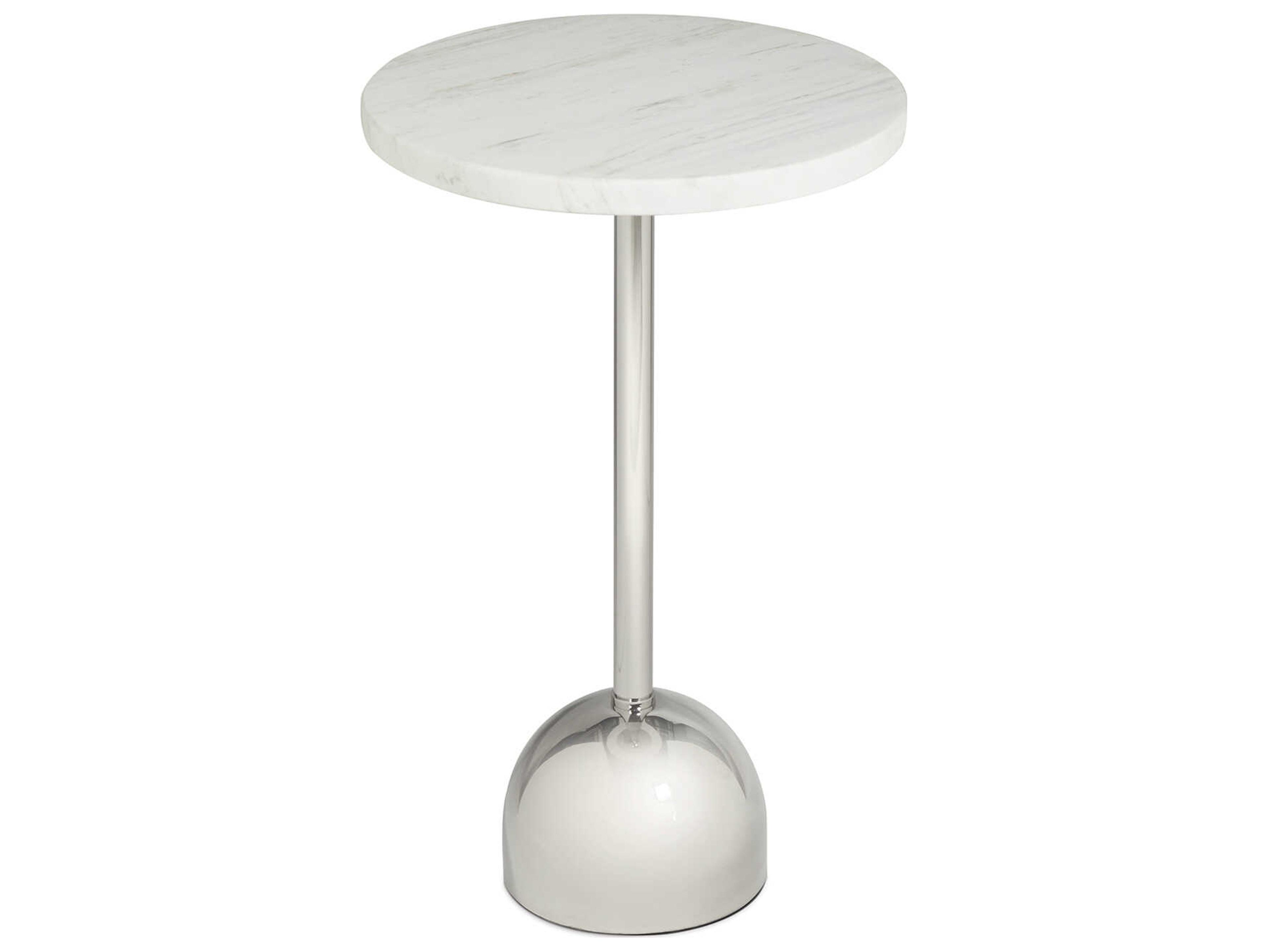 Arthur Round Marble Polished Nickel End Table