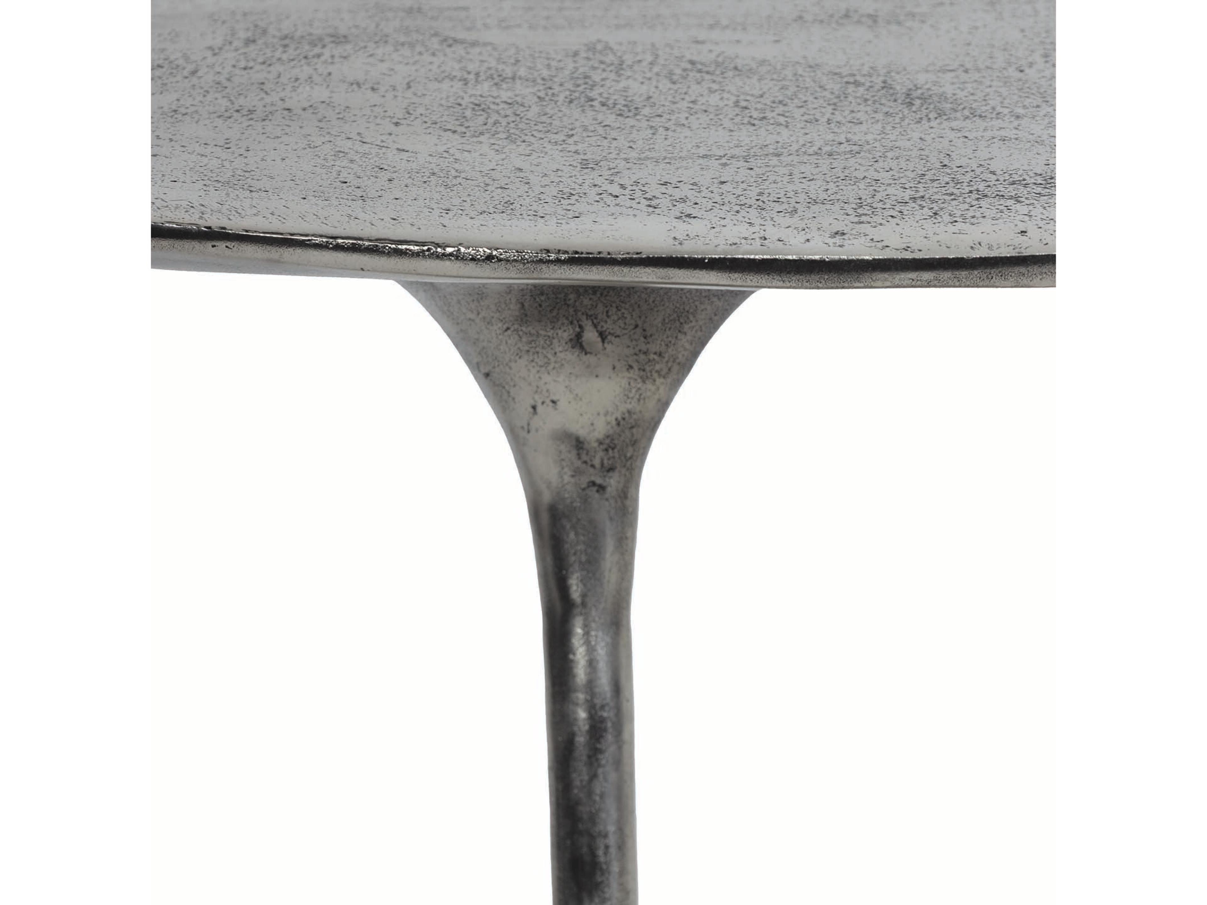 Regina Andrew Rizzo Oval Metal Antique Silver End Table
