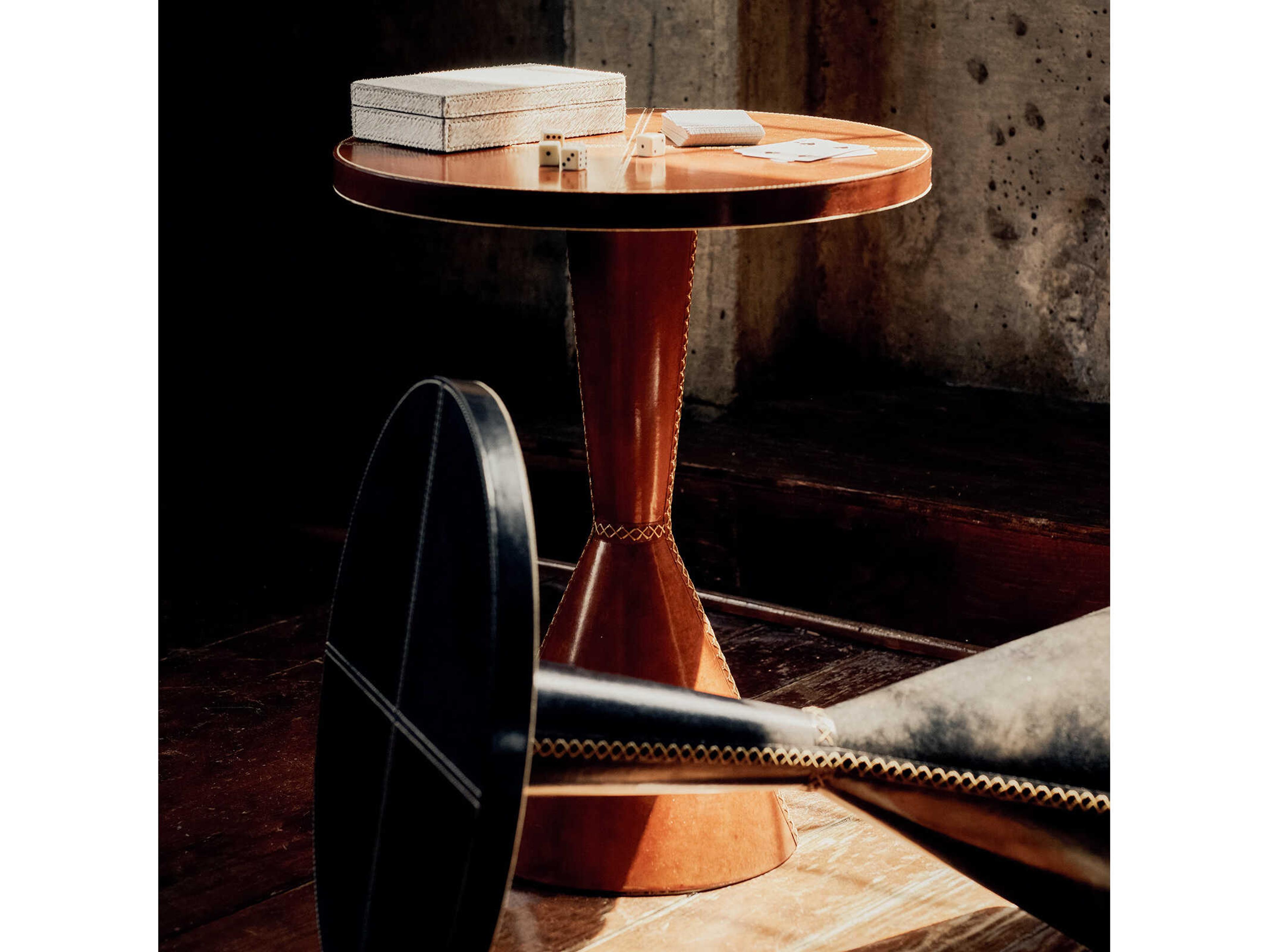 Regina Andrew Gabe Round Leather Black End Table