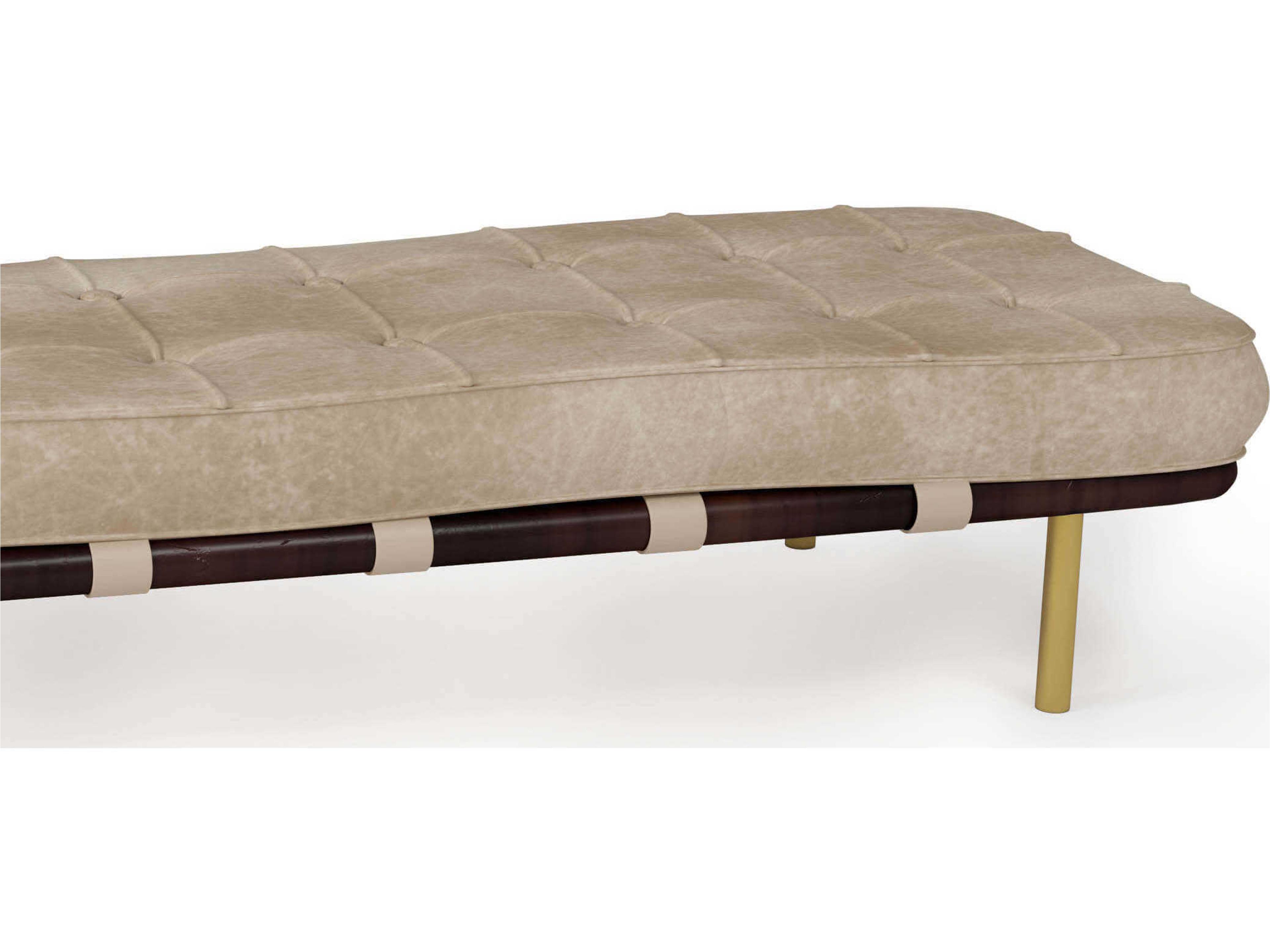 Regina Andrew Tufted Ivory Beige Leather Accent Bench