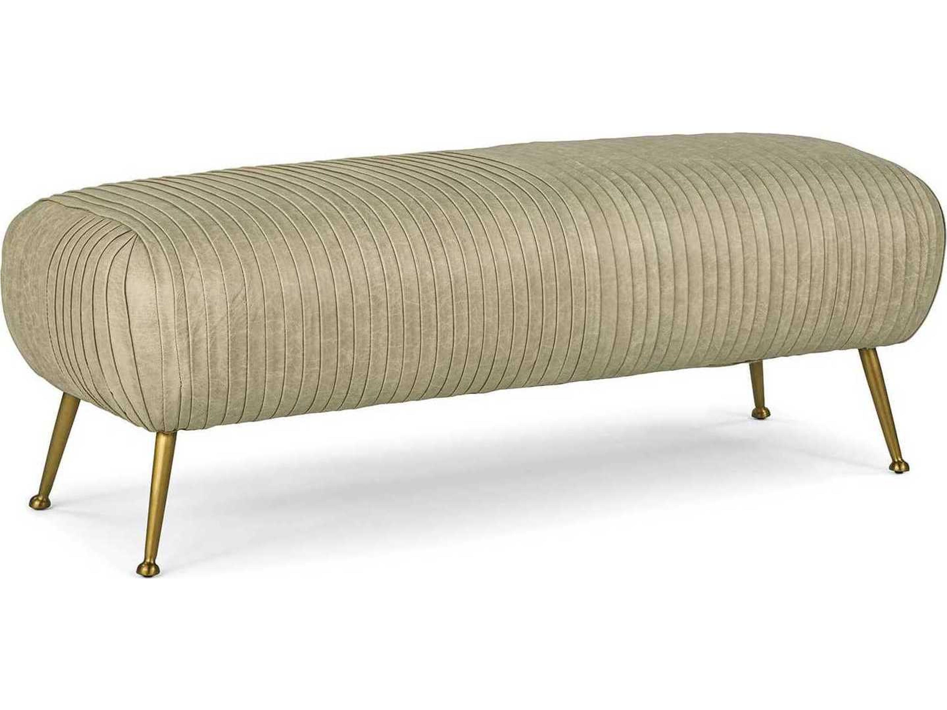 Beretta Cappuccino Beige Leather Accent Bench