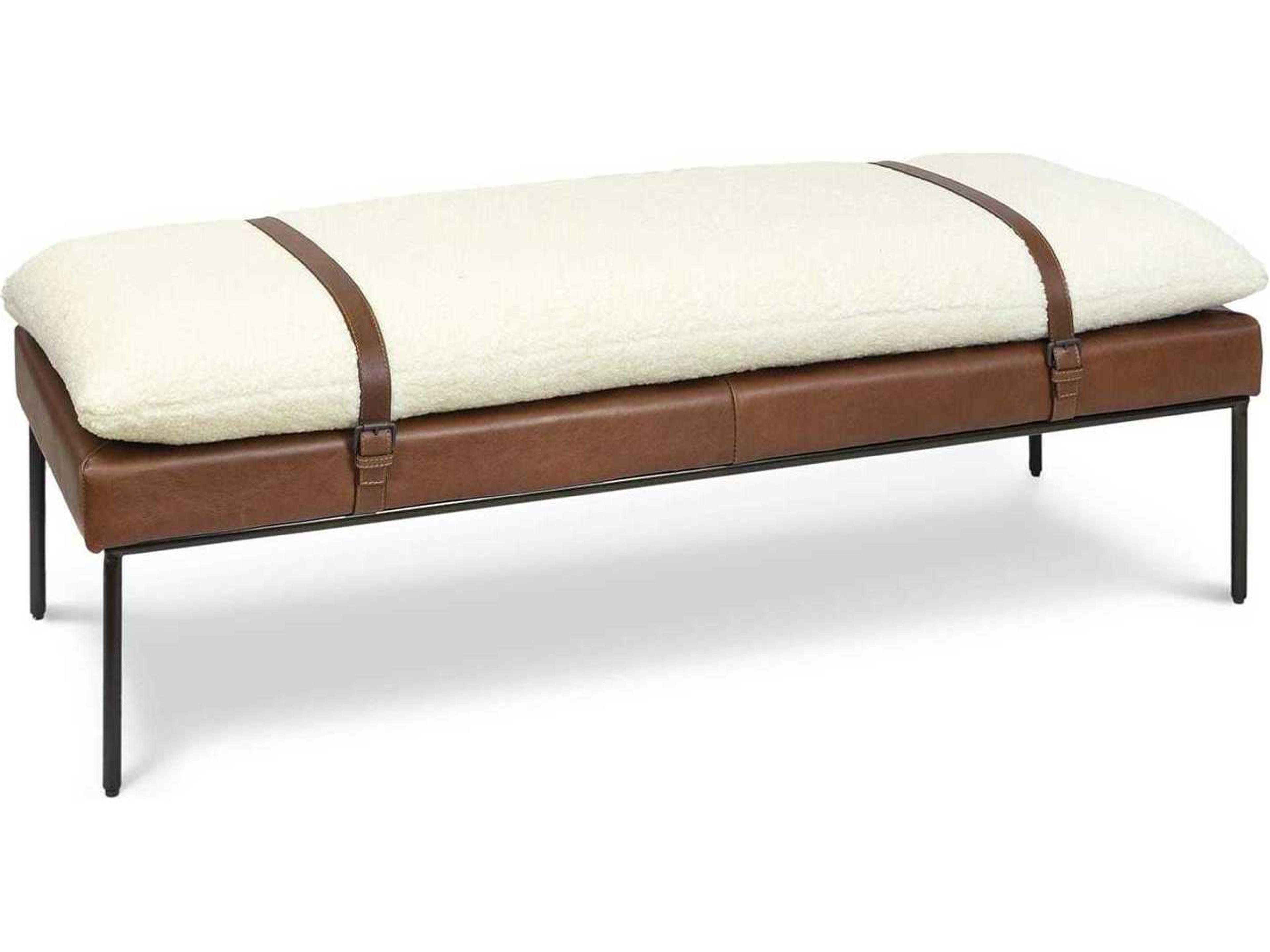 Aspen Leather and Boucle Upholstered Bench