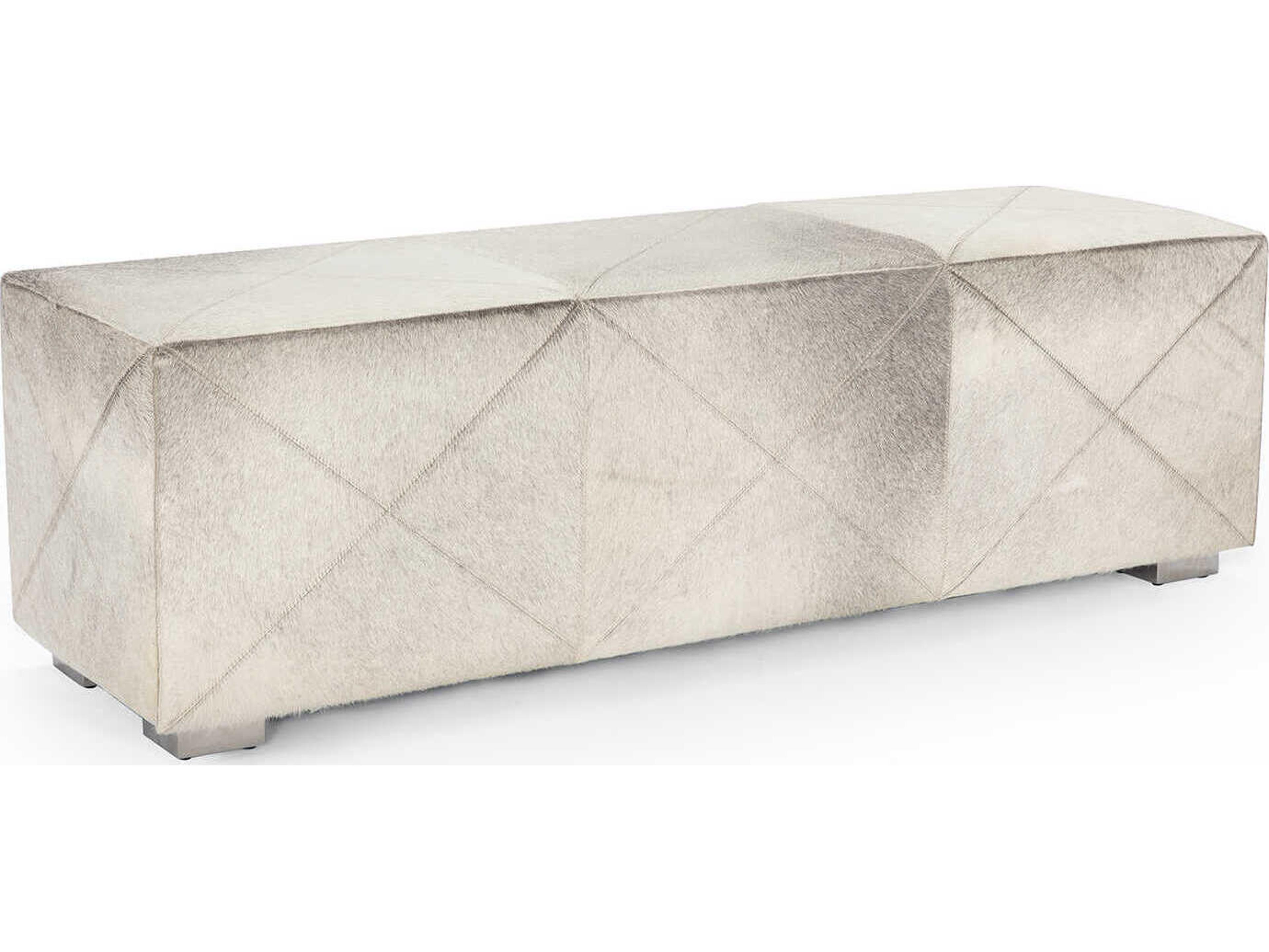 Brooks Grey Leather Accent Bench