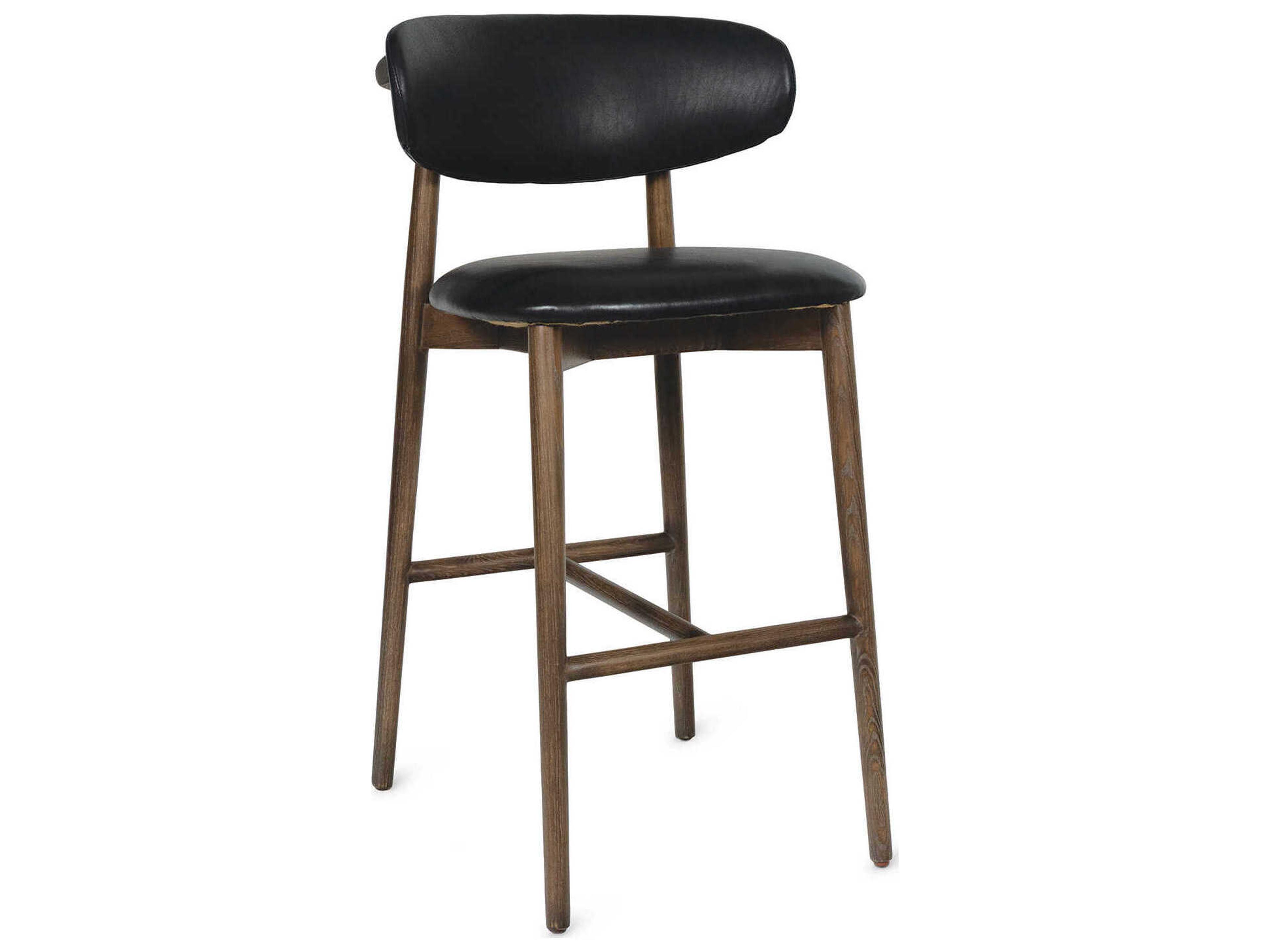Ethan Black Leather Bar Stool
