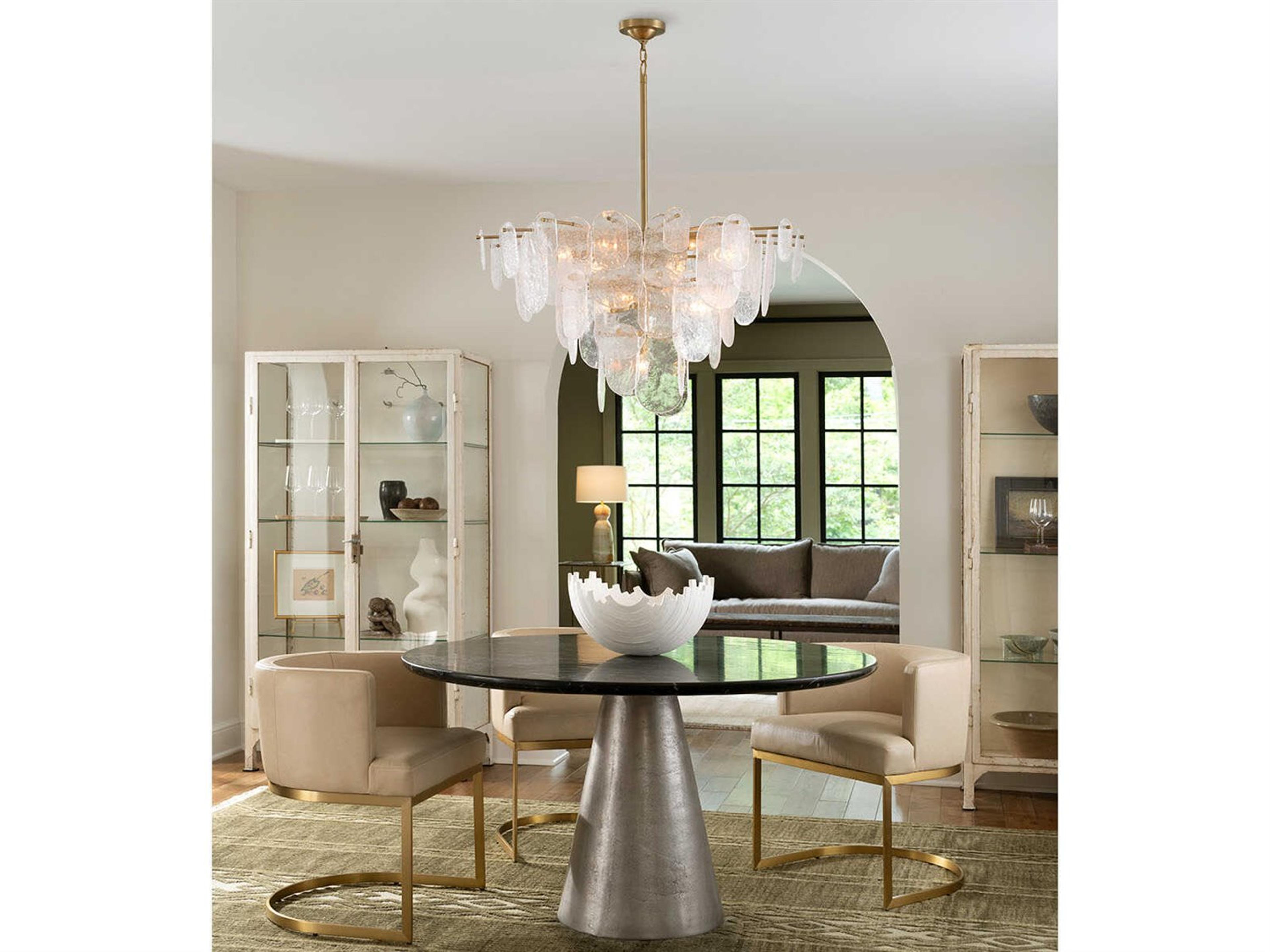 Regina Andrew Owen White Leather Arm Dining Chair