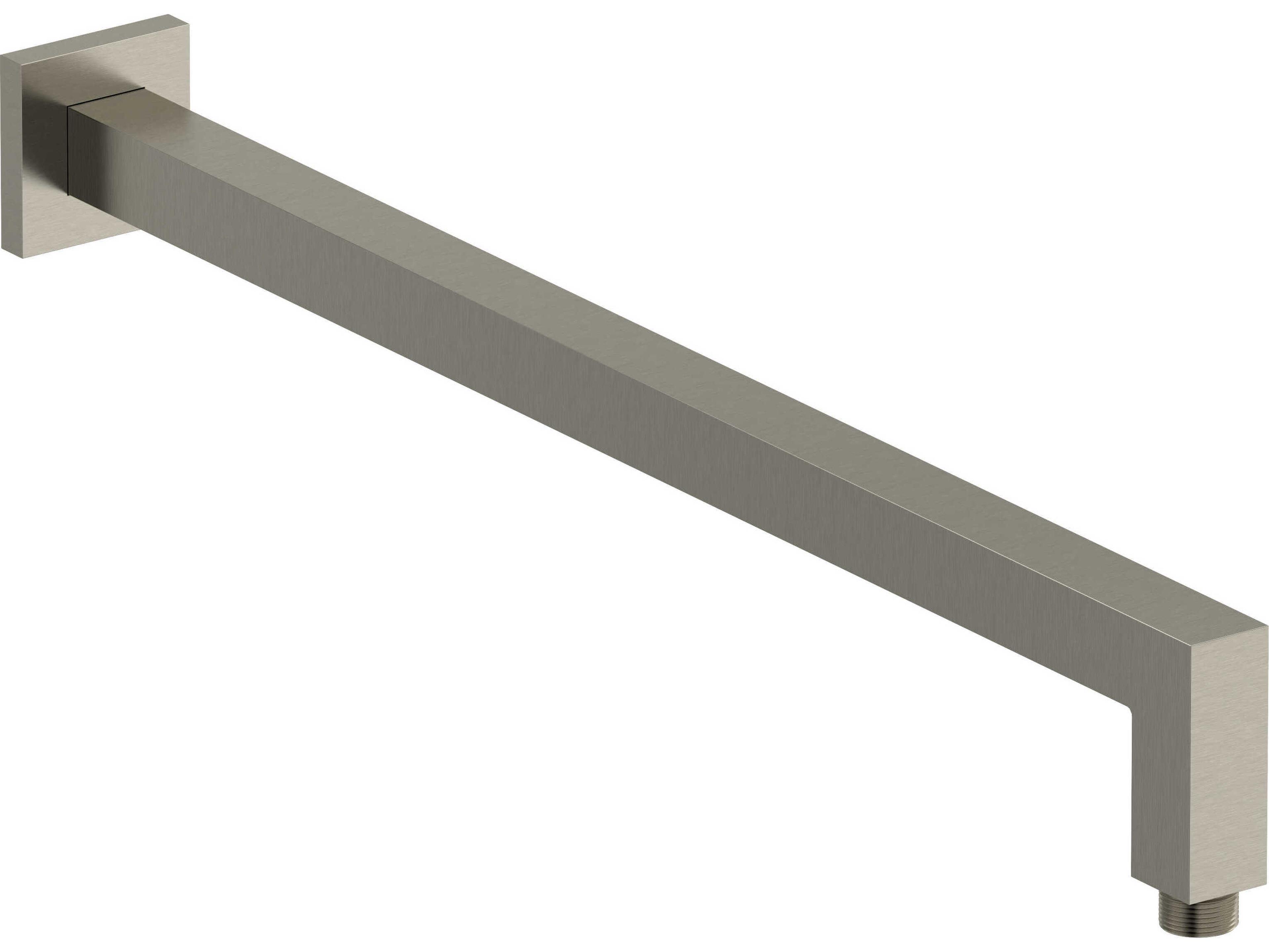 Brushed Nickel Reach Wall Mount Shower Arm with Square Escutcheon