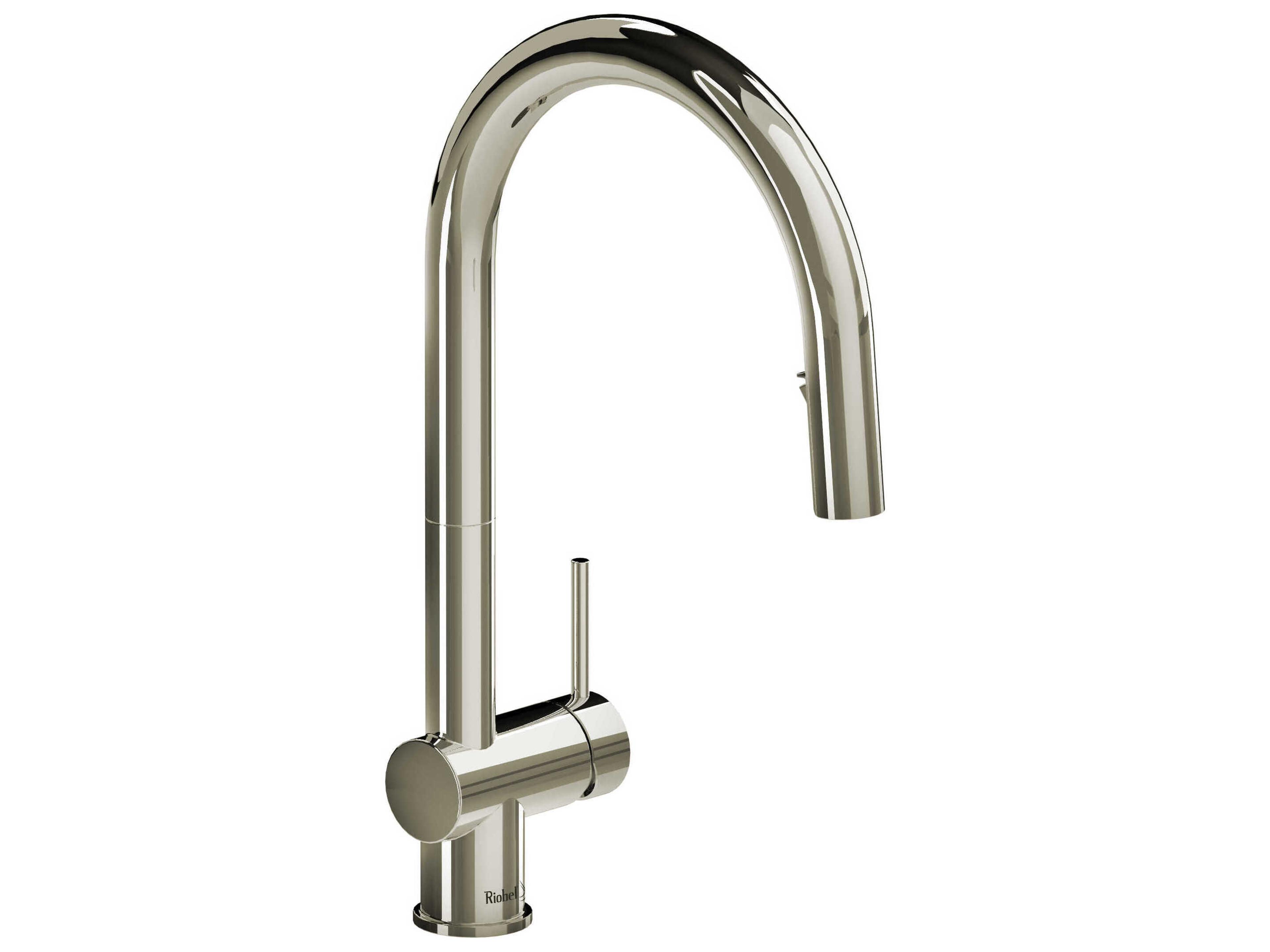 Azure Polished Nickel Pull-Down Kitchen Faucet with C-Spout