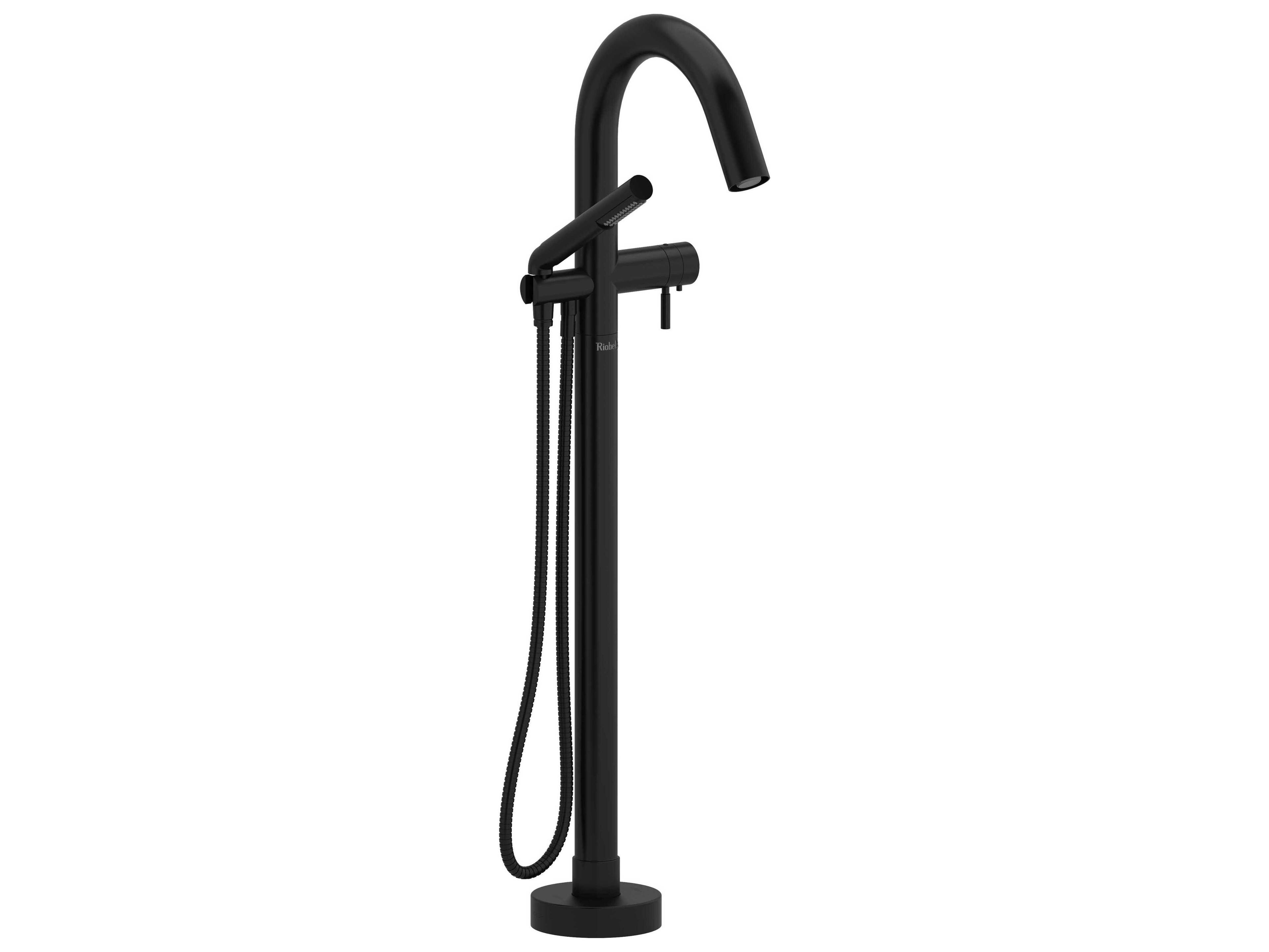 Riu Black Single Hole Floor Mount Tub Filler Trim