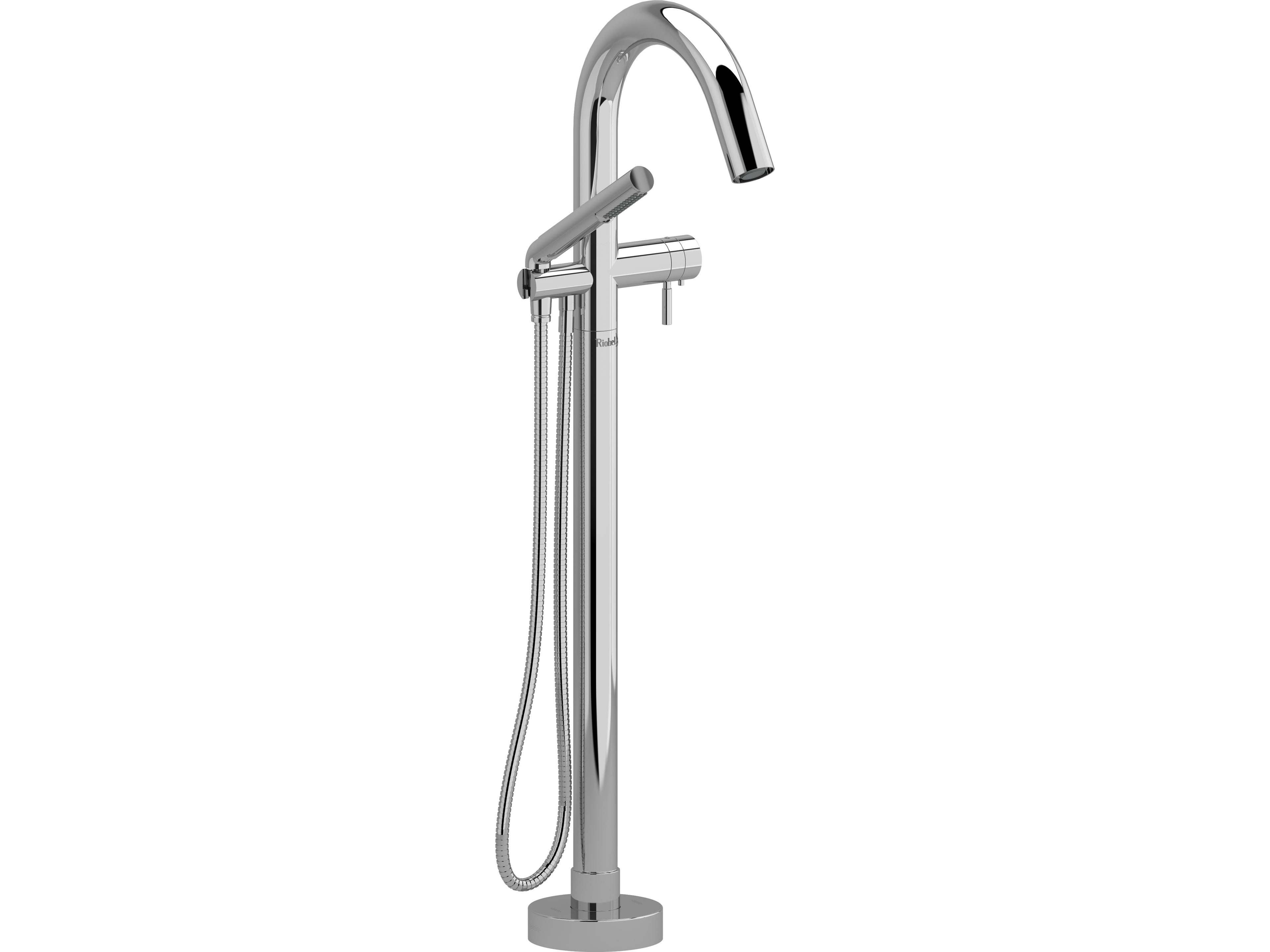 Riu 2-way Type T Thermostatic Coaxial Floor-mount Tub Filler with Hand Shower Trim