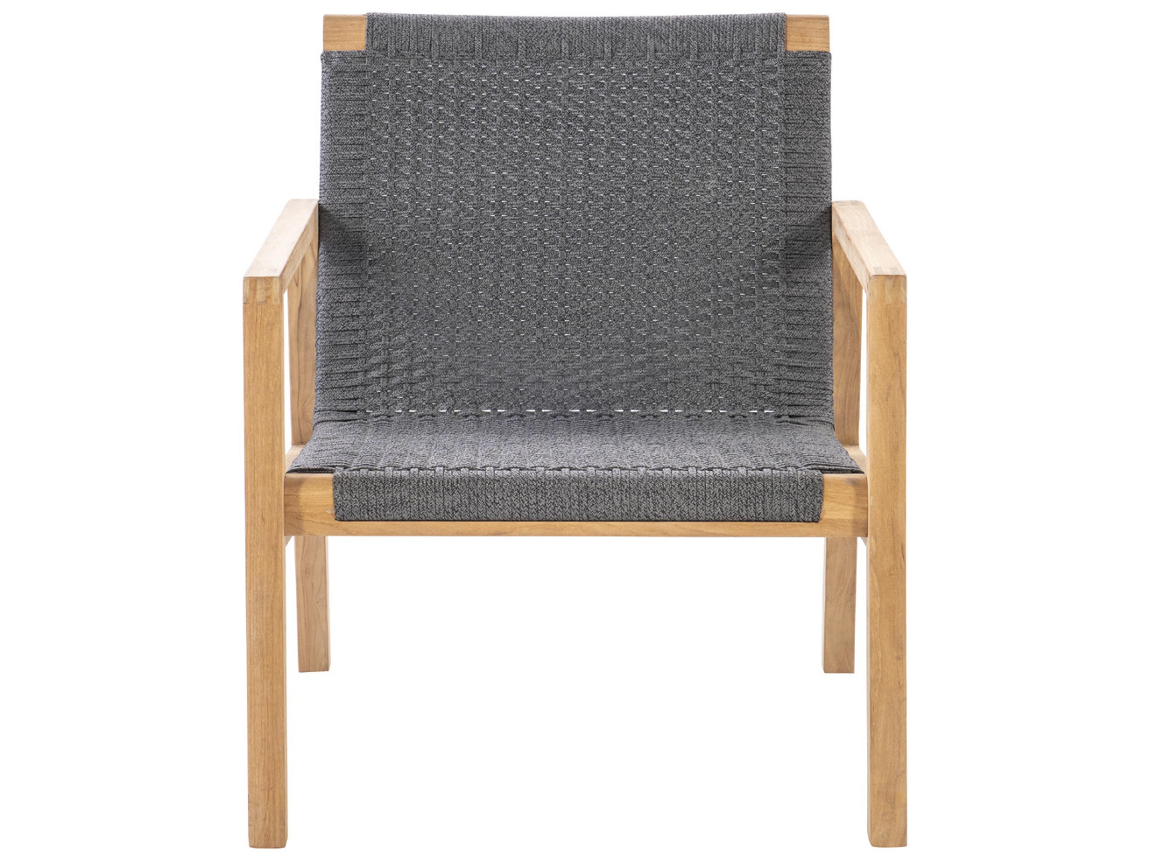 Royal Teak Collection Admiral Teak Rope Arm Stationary Lounge Chair in Charcoal