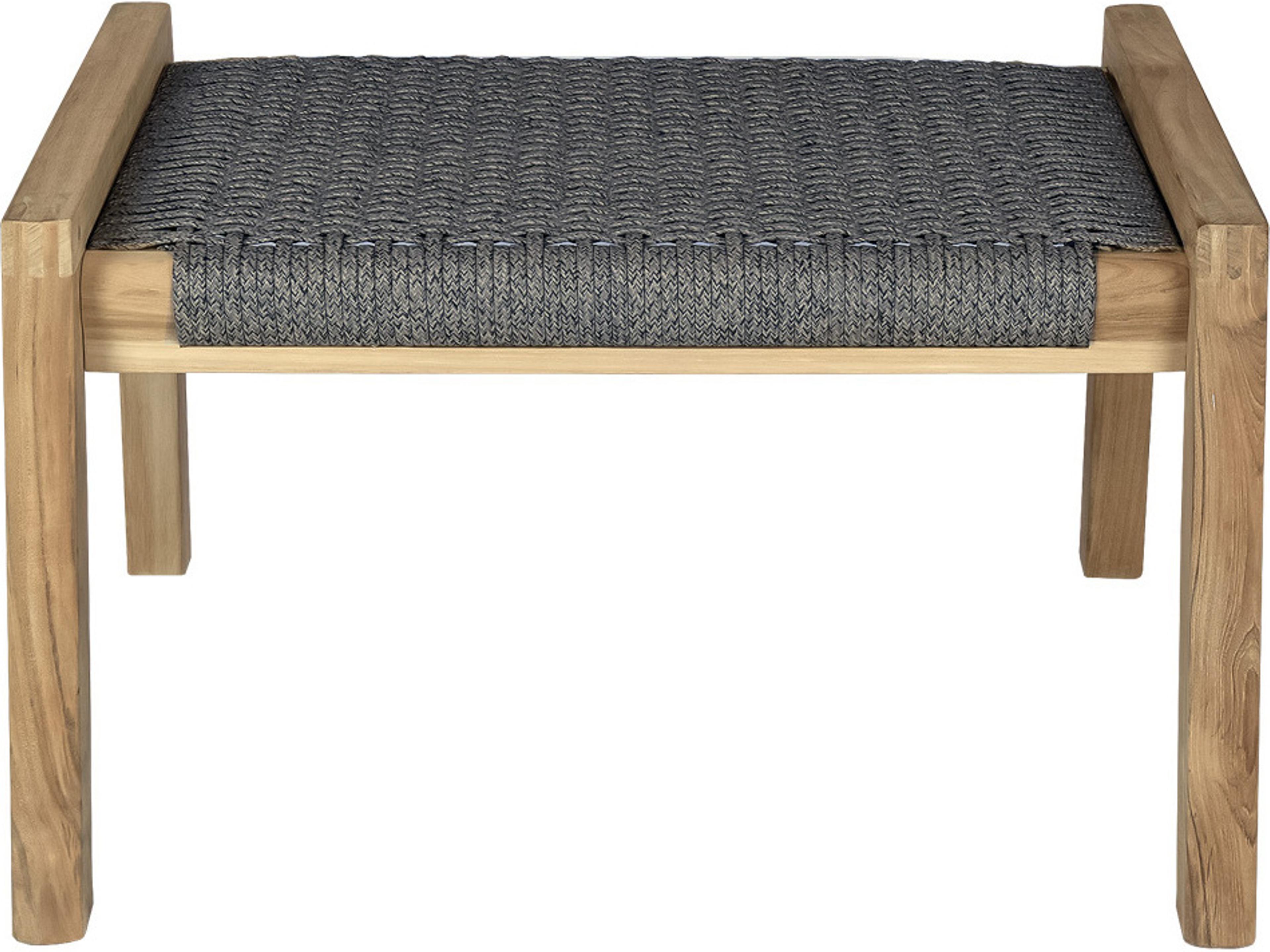 Royal Teak Collection Admiral Teak Rope Ottoman in Charcoal