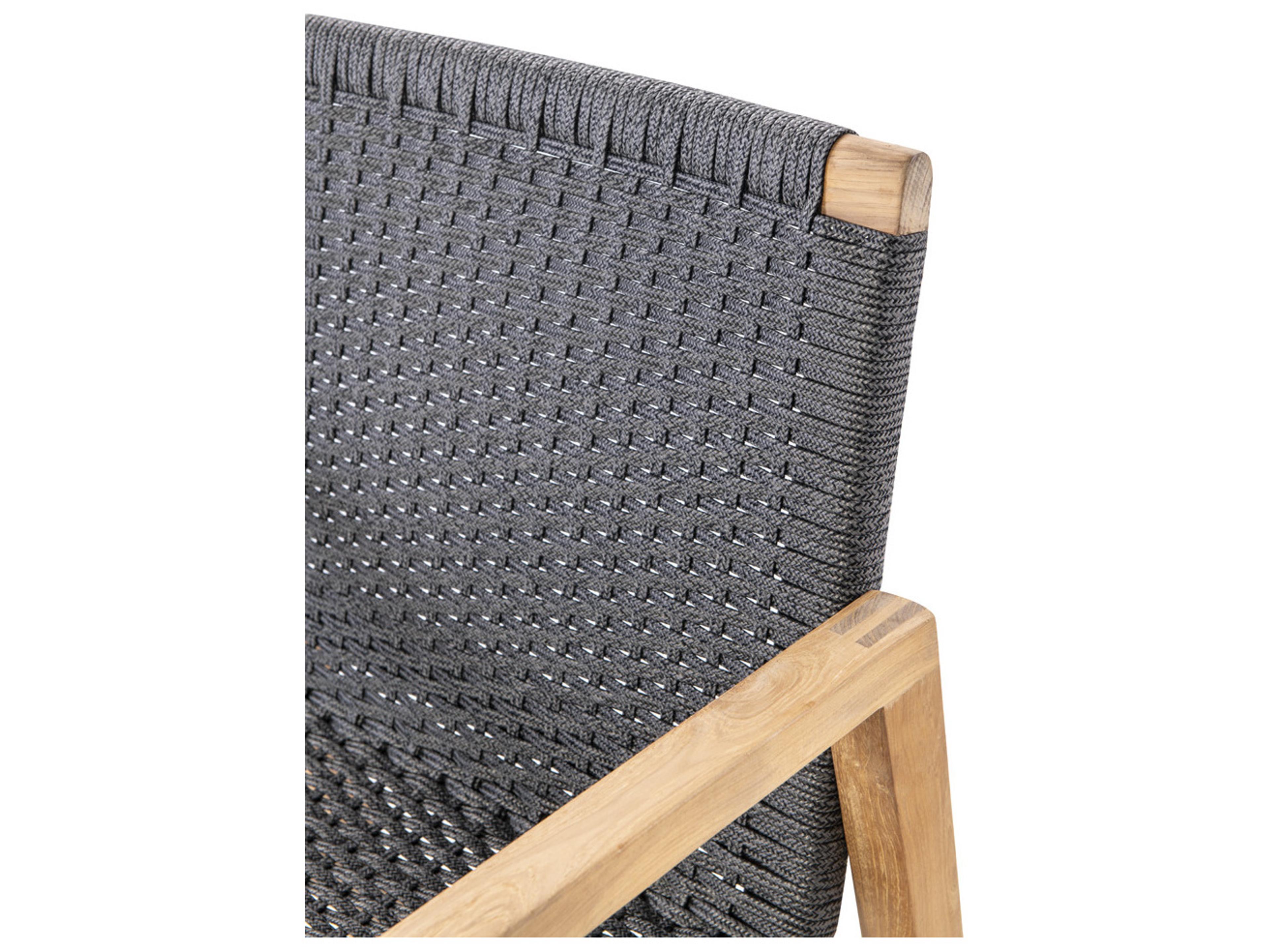 Royal Teak Collection Admiral Teak Rope Stationary Sofa in Charcoal