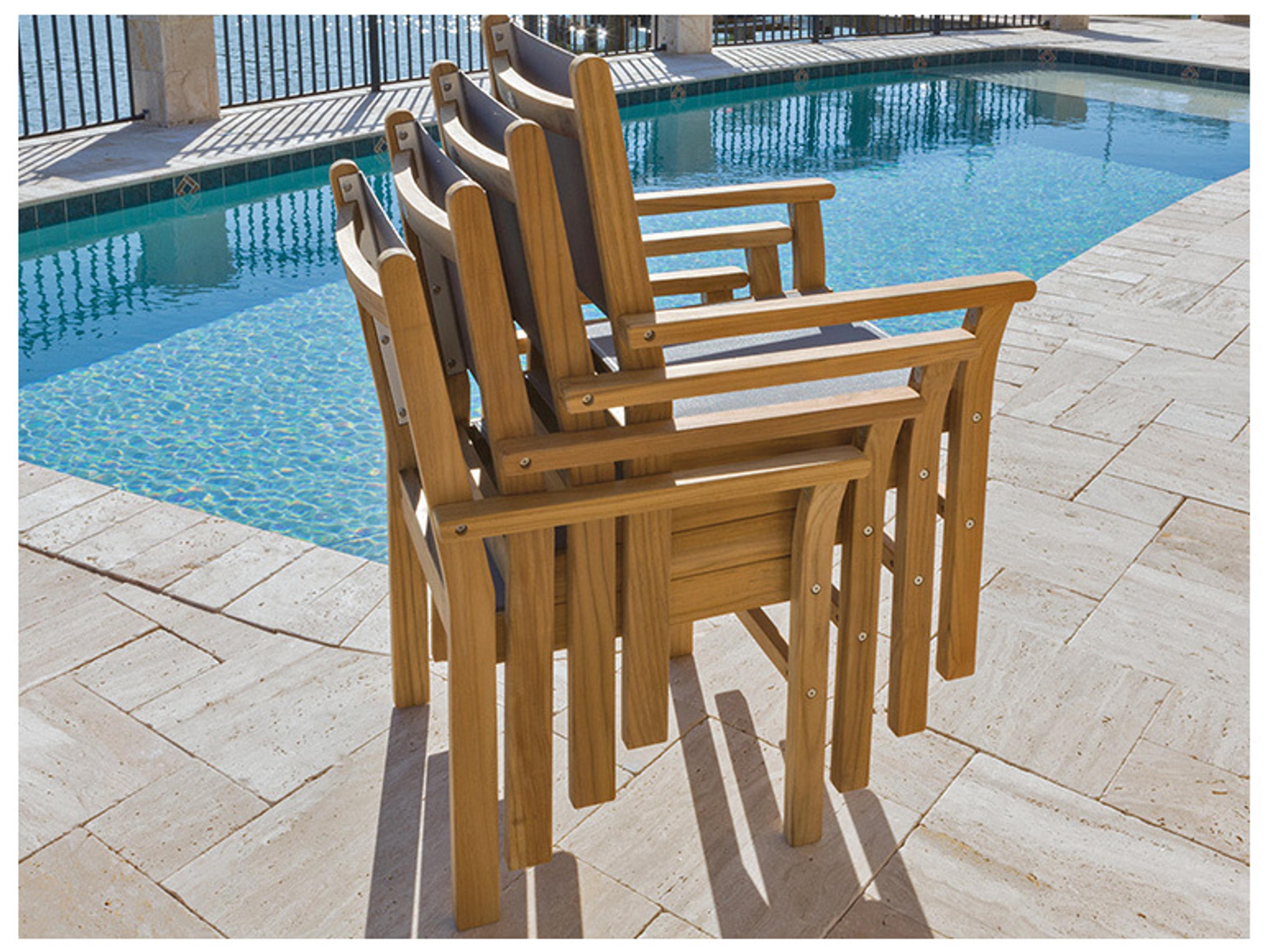 Royal Teak Collection Captiva Sling Stacking Chair-Gray