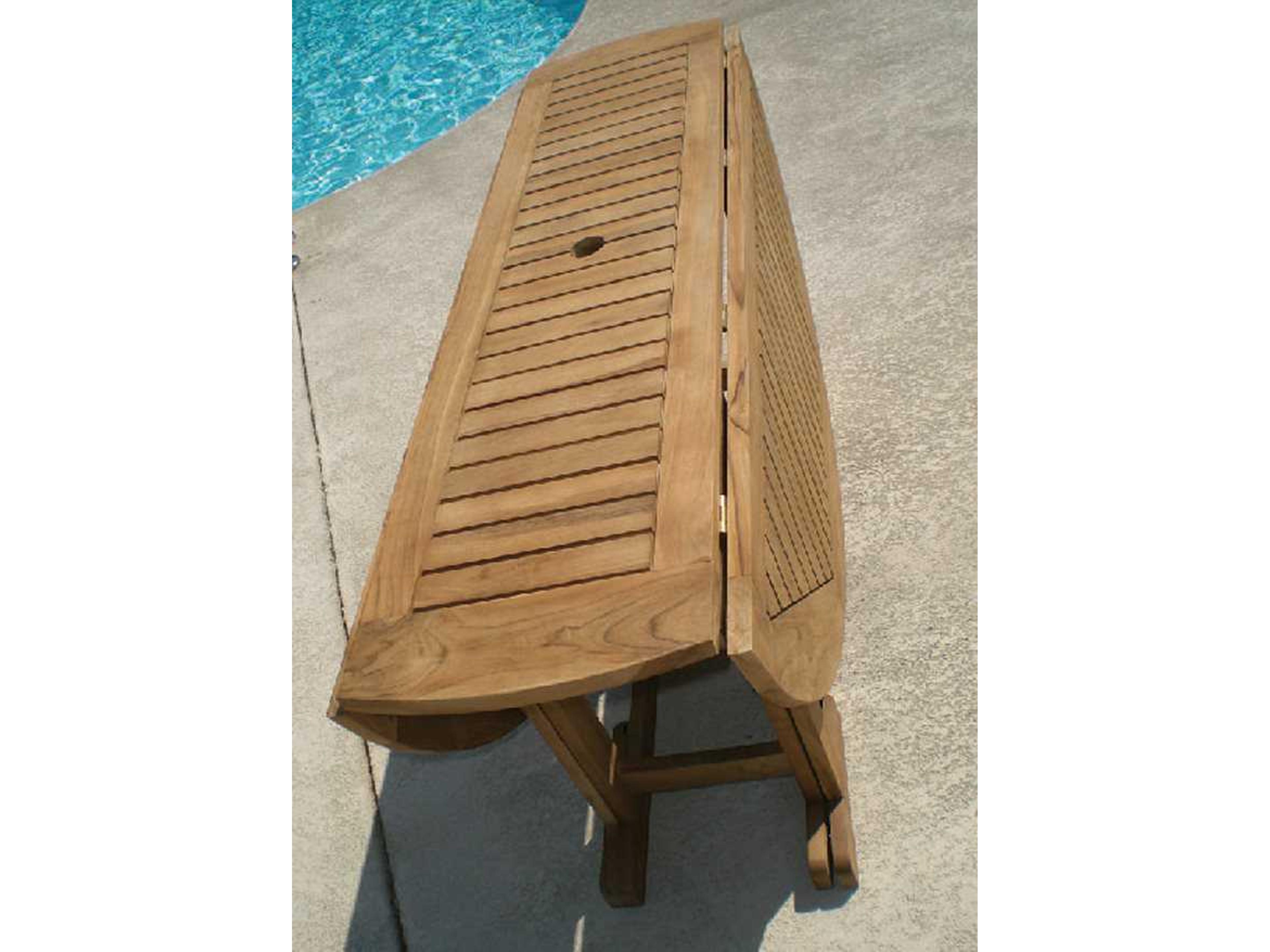 Royal Teak Collection Round Drop Leaf Outdoor Patio Dining Table