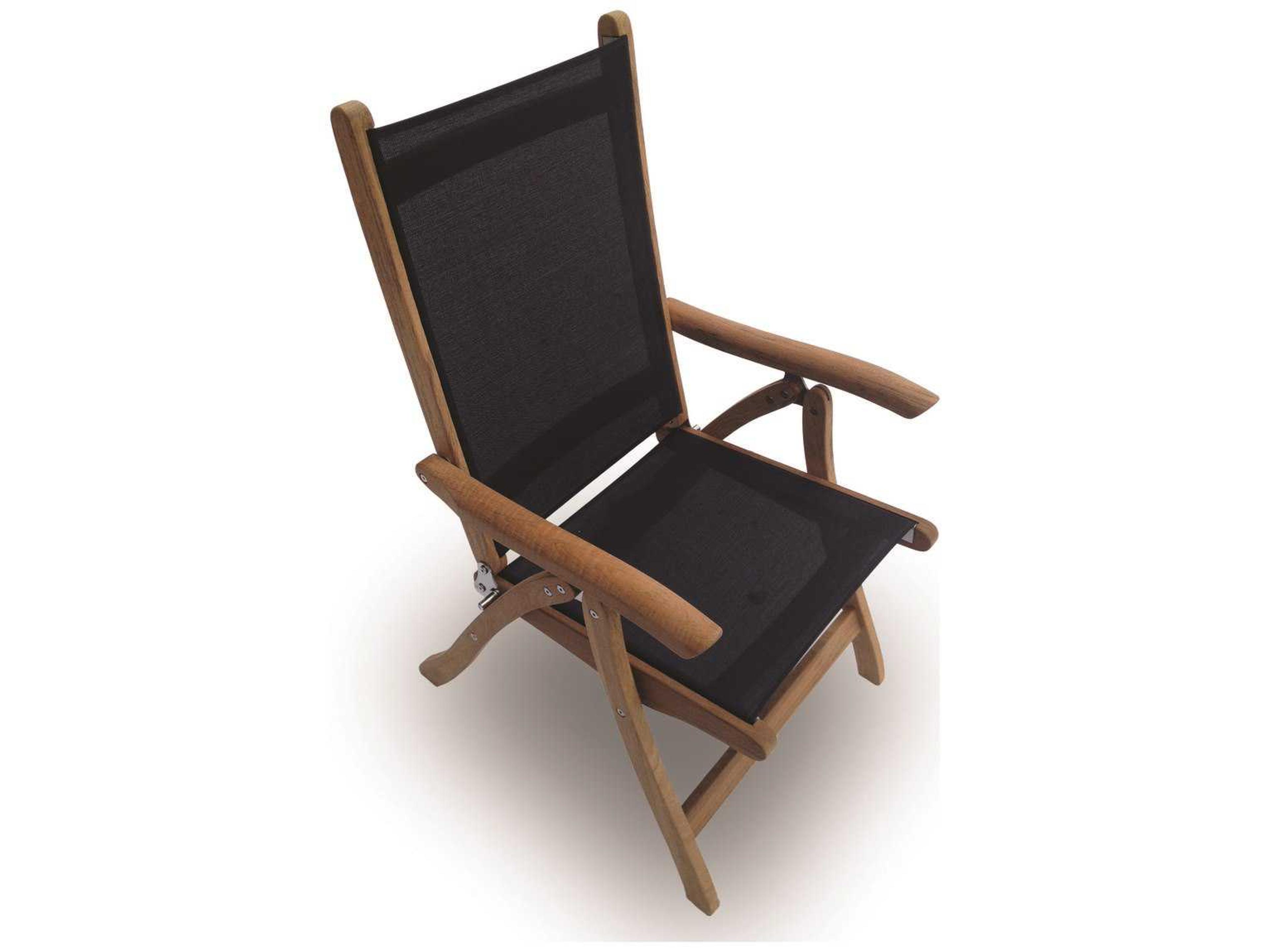 Florida Black Sling Adjustable Folding Outdoor Patio Dining Arm Chair