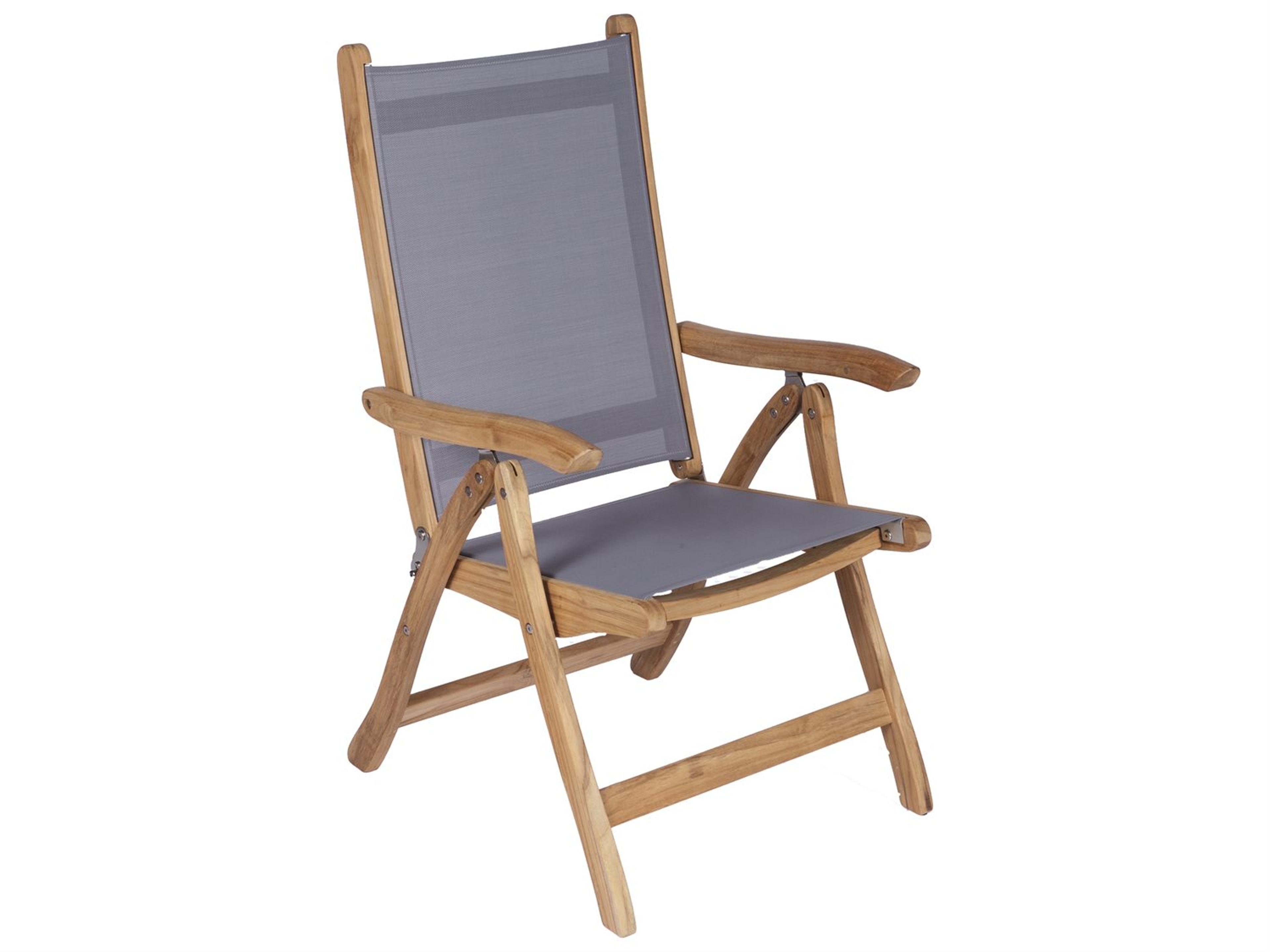 Florida Gray Sling Adjustable Folding Patio Dining Arm Chair