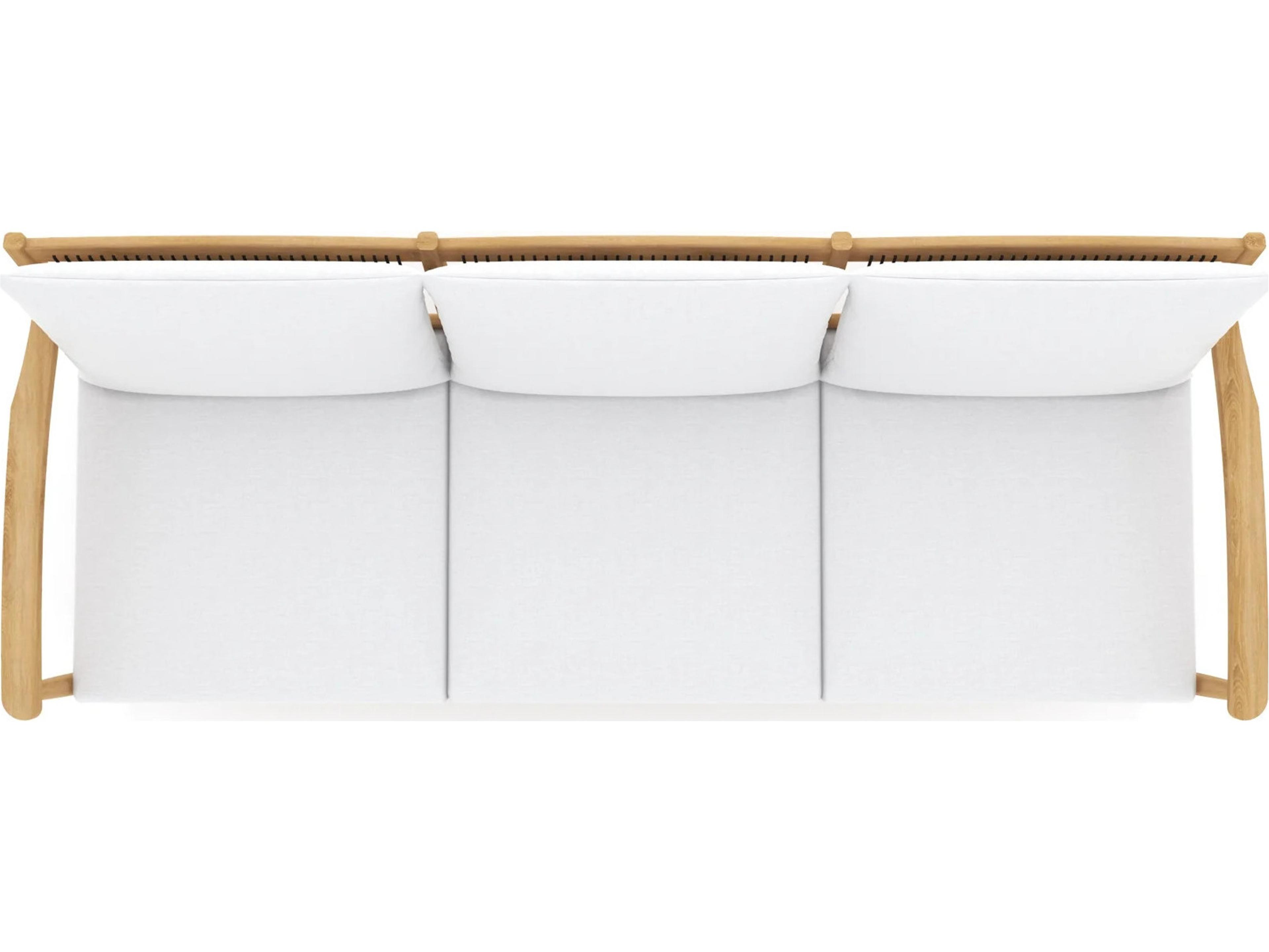 Royal Teak Collection Palma Teak Cushion Stationary Sofa in White Cushions