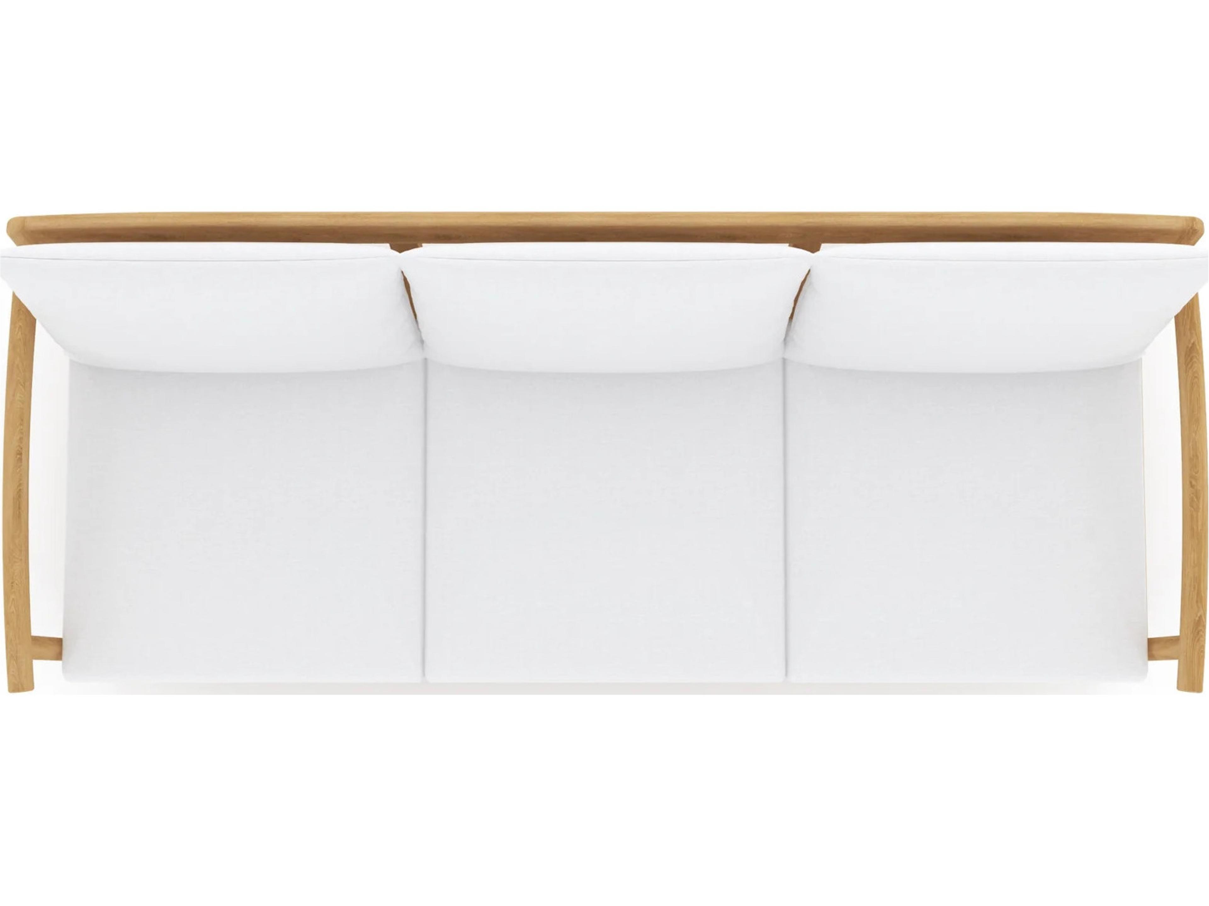 Royal Teak Collection Seville Teak Cushion Stationary Sofa in White Cushions