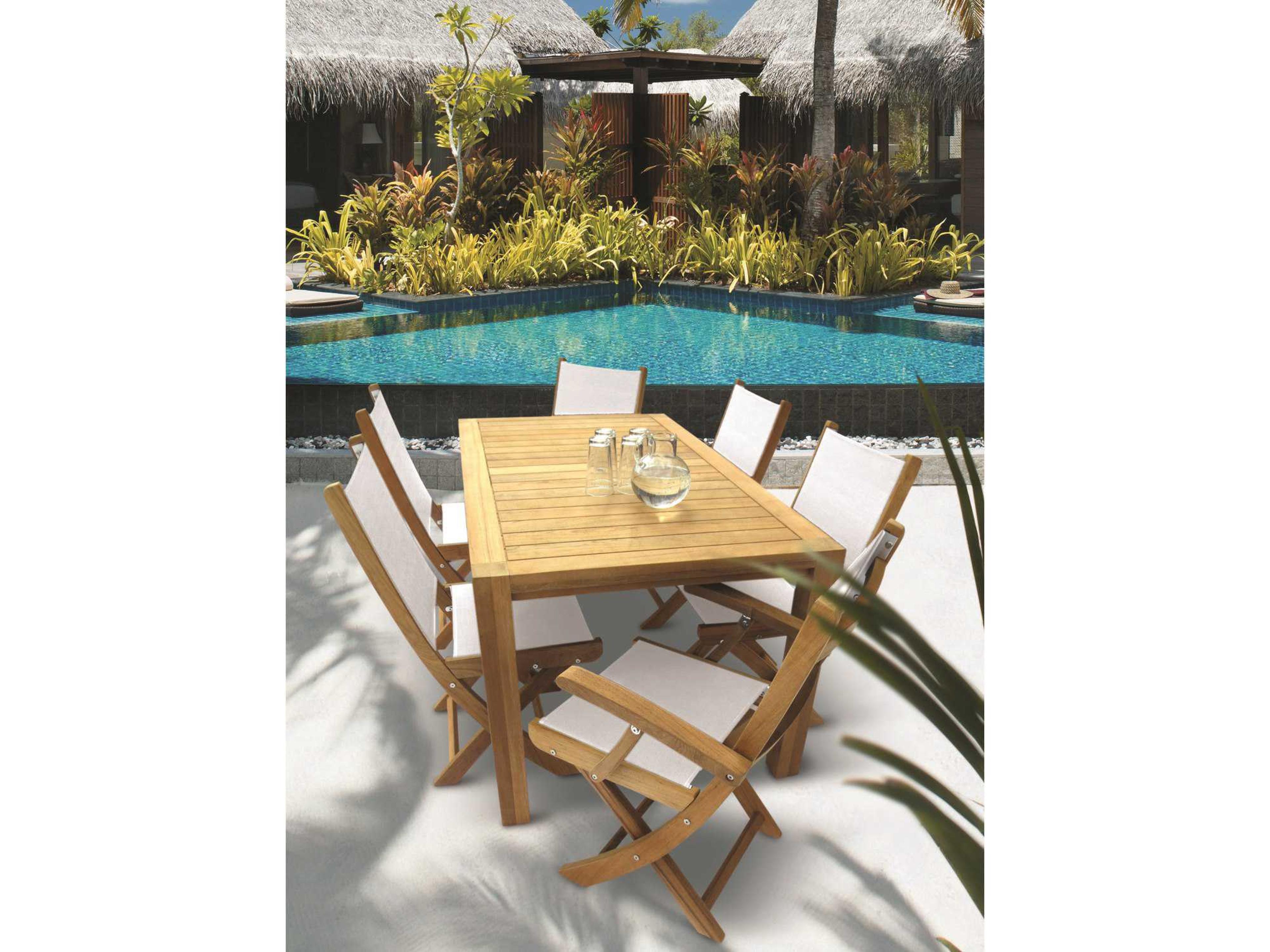 Royal Teak Collection Sailmate White Sling Folding Outdoor Dining Side Chair