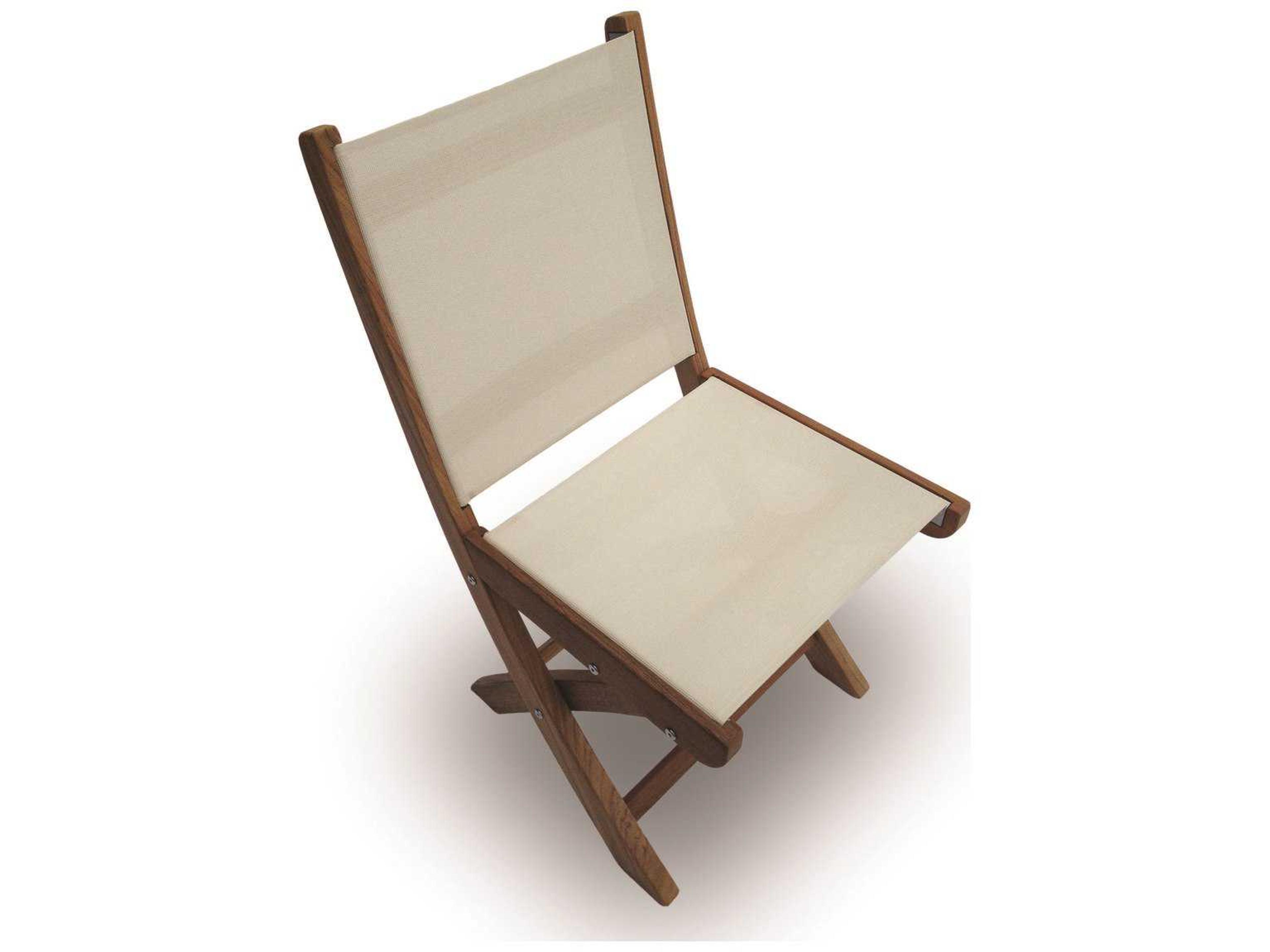 Sailmate White Sling Folding Outdoor Dining Side Chair