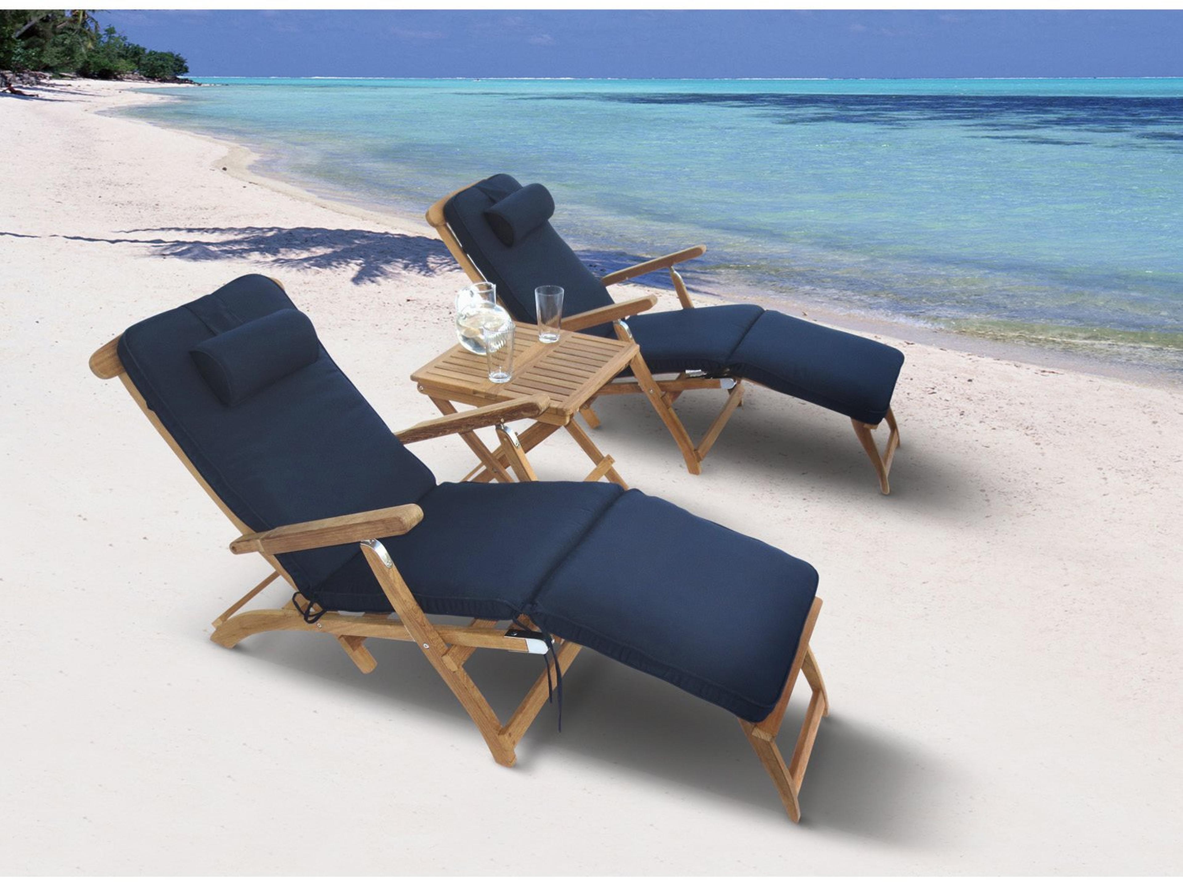 Royal Teak Collection Steamer Cushion Outdoor Patio Lounge Set