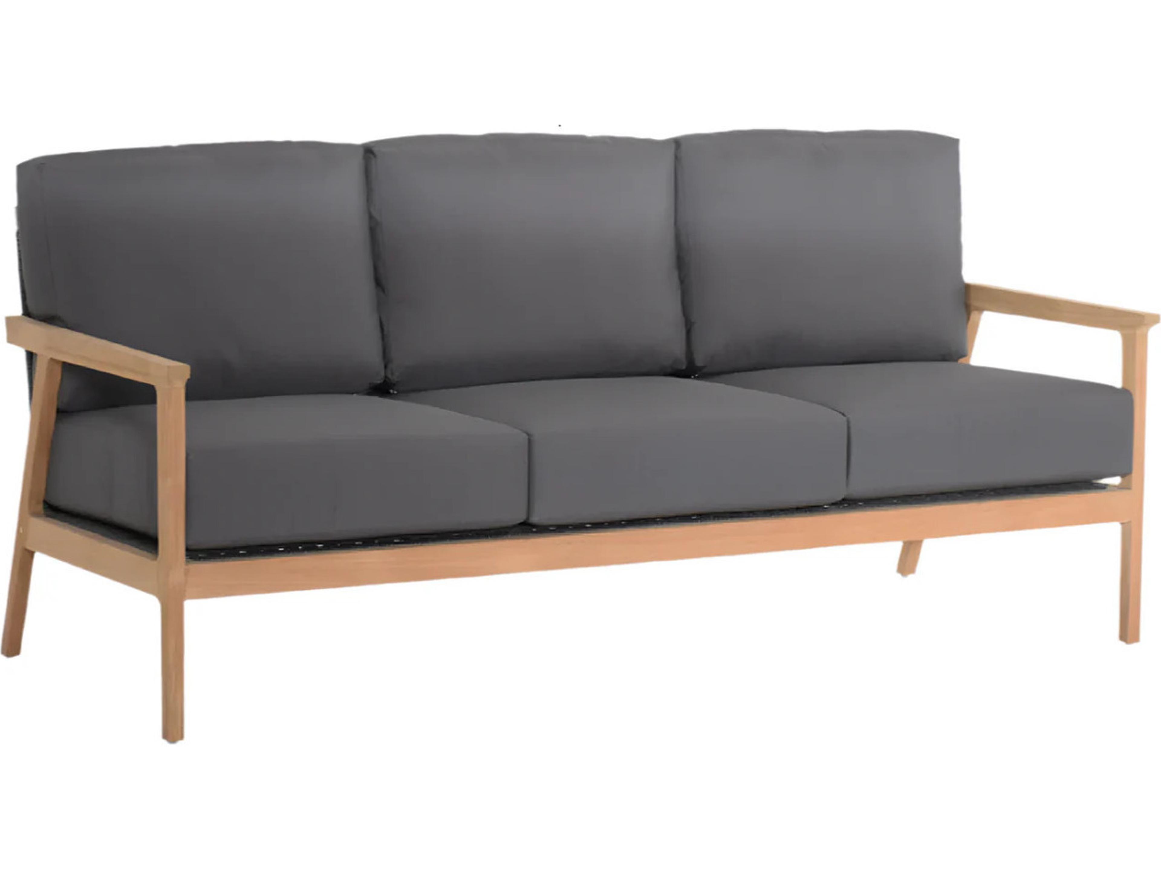 Ventura Teak Cushion Stationary Sofa in Charcoal