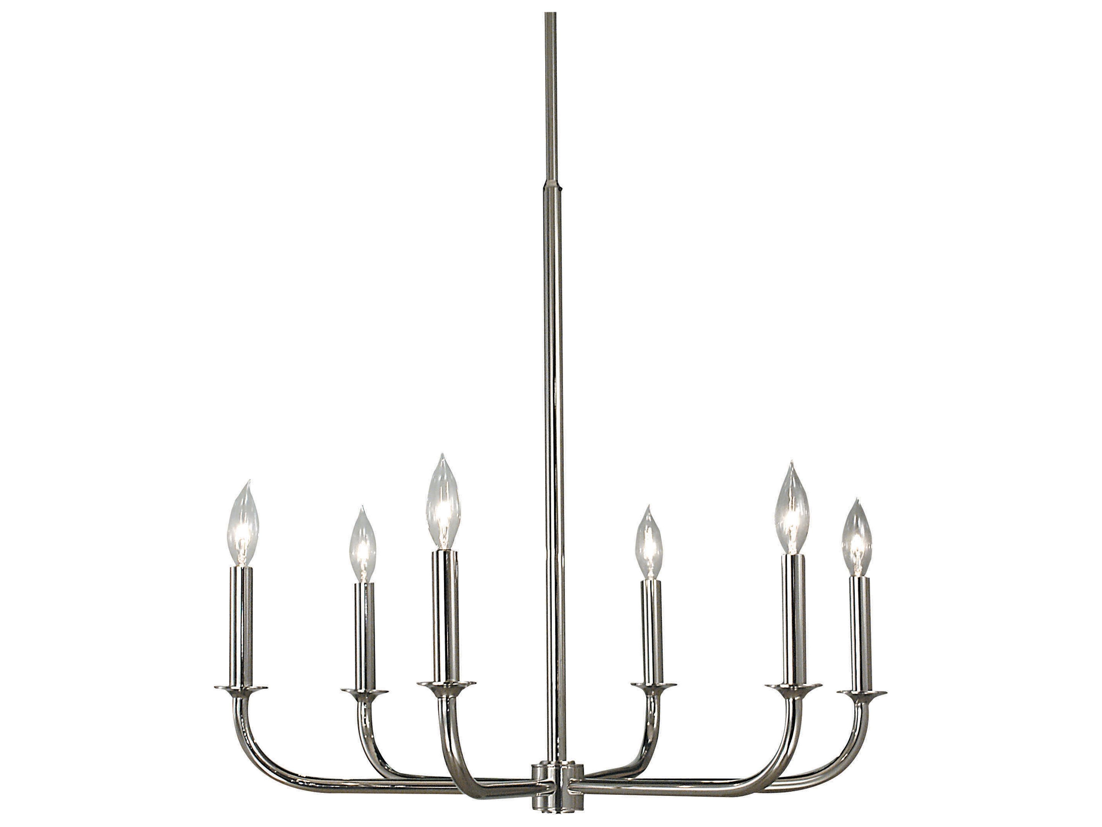 Moderne 6-Light Polished Silver Chandelier