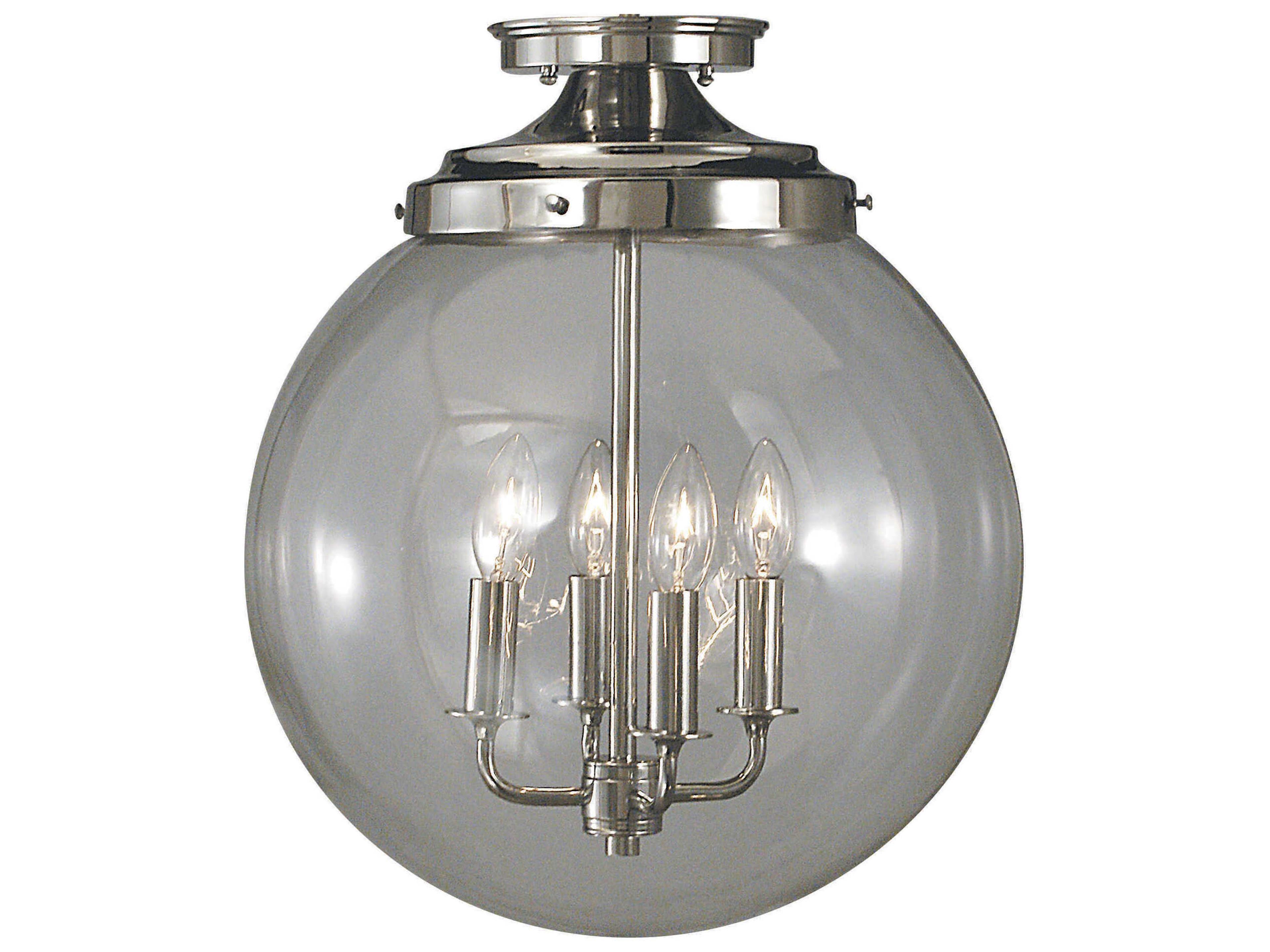 Moderne 4-Light Polished Silver Globe Semi Flush Mount