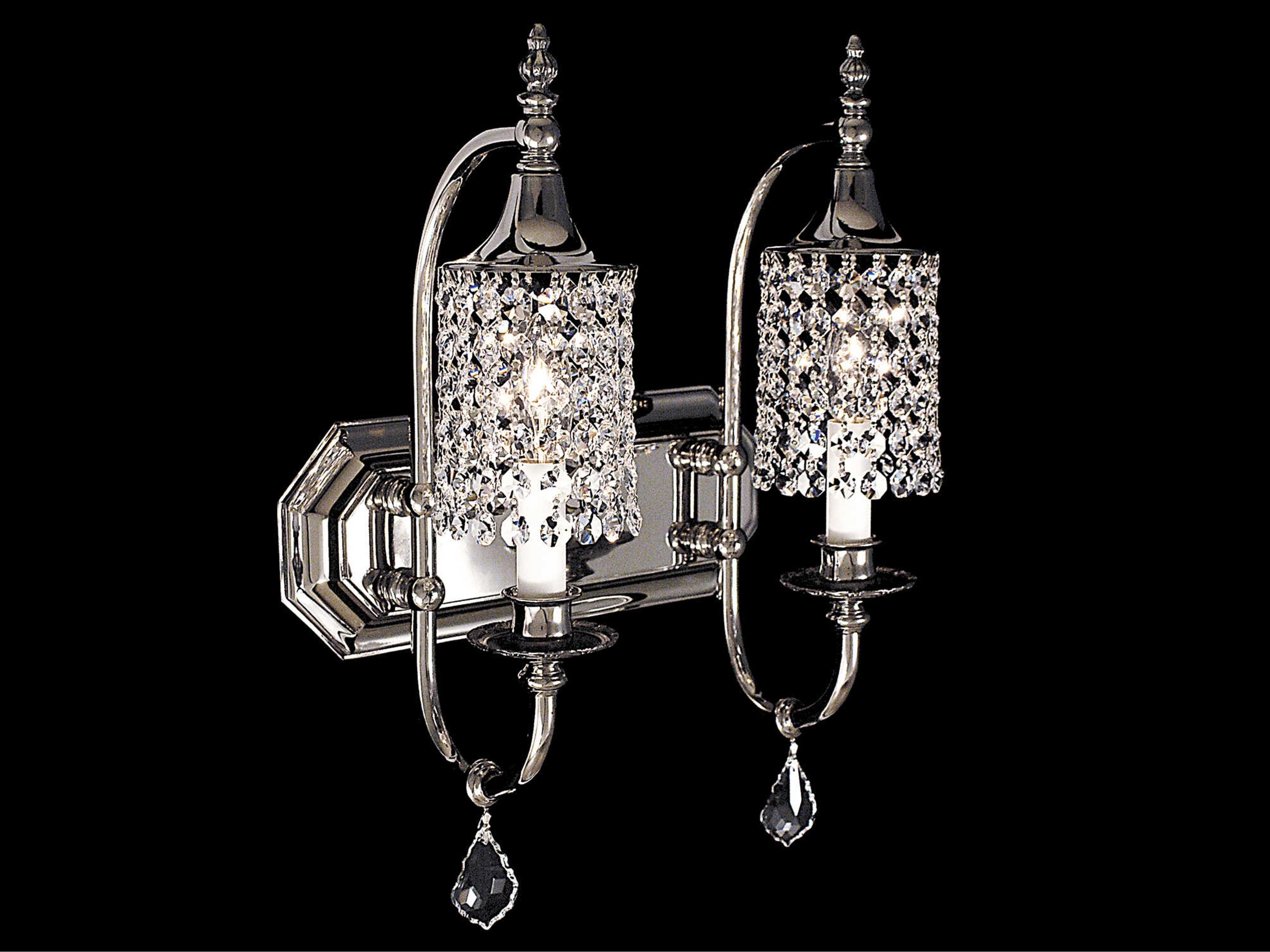 Princessa 2-Light Polished Silver Crystal Vanity Light