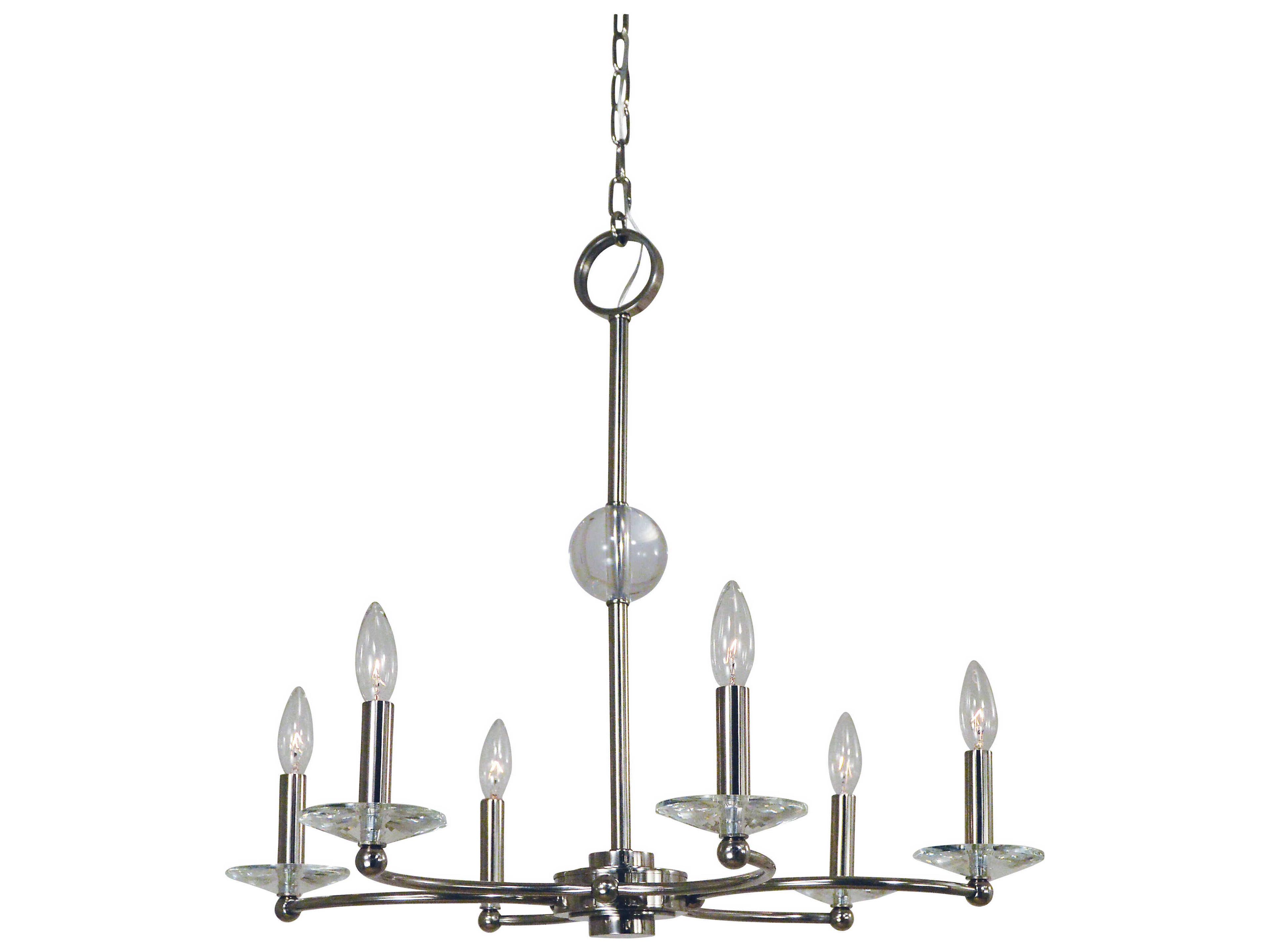 Pirouette 6-Light Polished Nickel Crystal Candelabra Chandelier