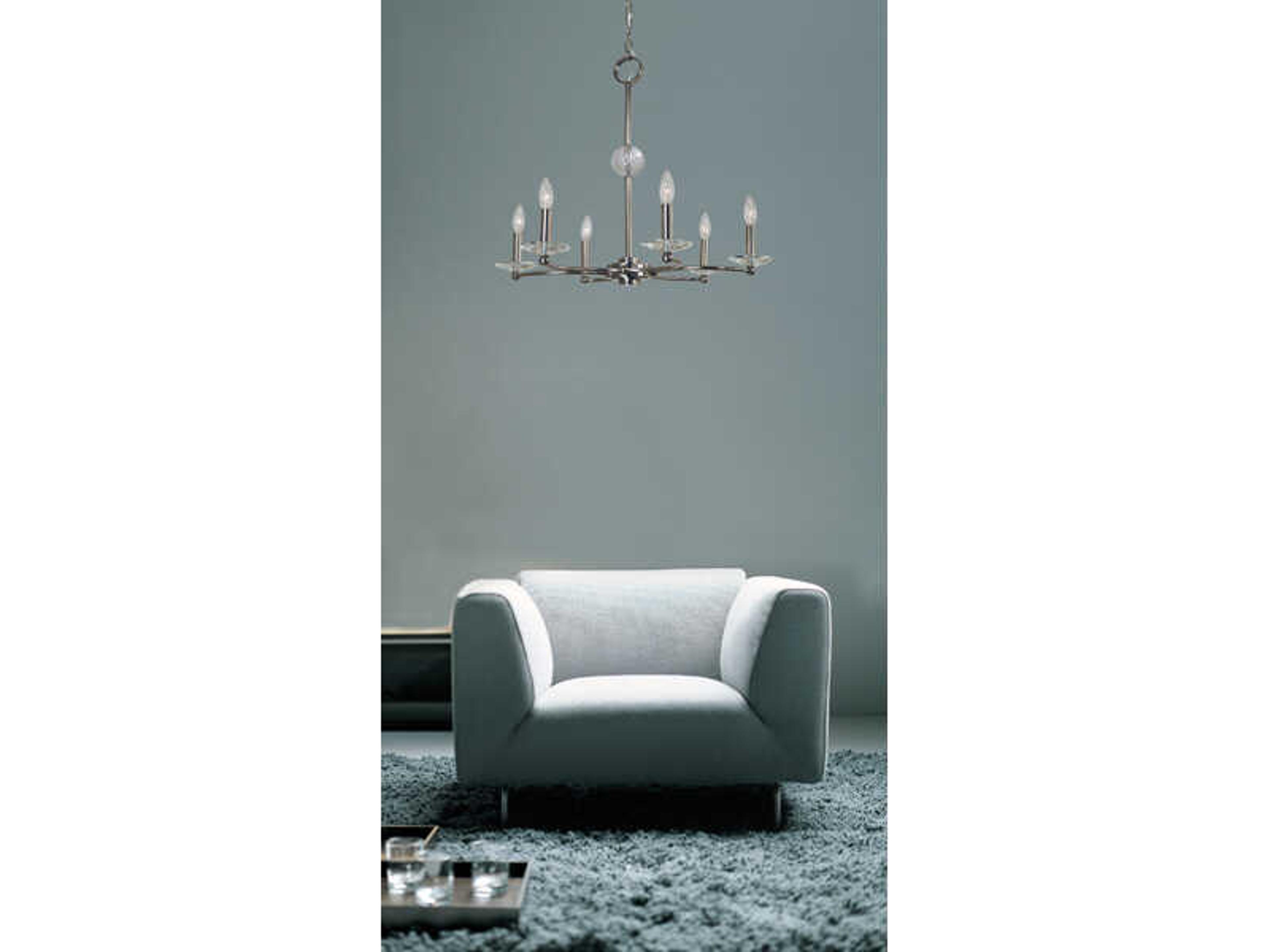 Framburg Pirouette 6-Light Polished Nickel Crystal Candelabra Chandelier