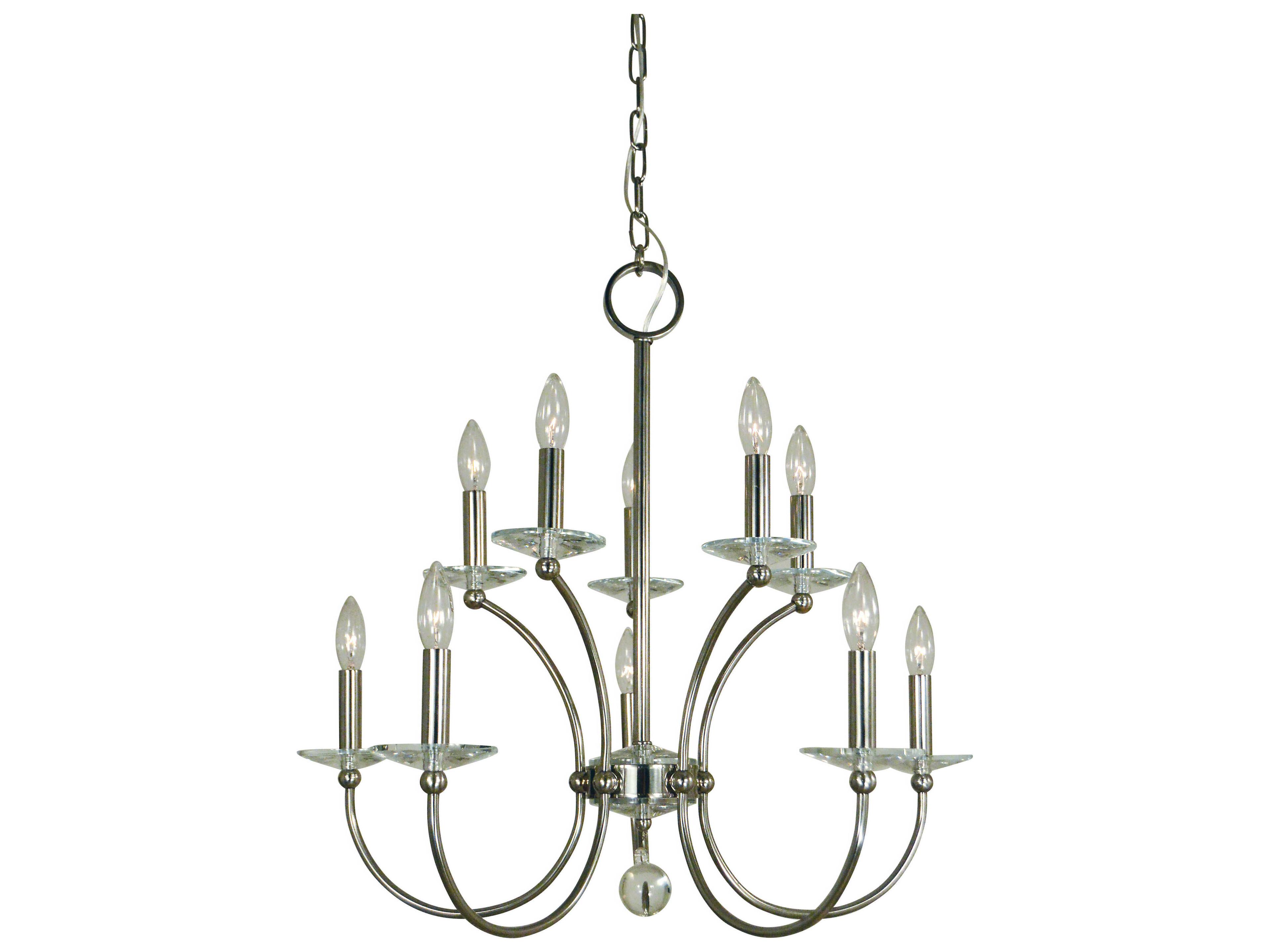 Pirouette 10-Light Polished Nickel Crystal Candelabra Tiered Chandelier