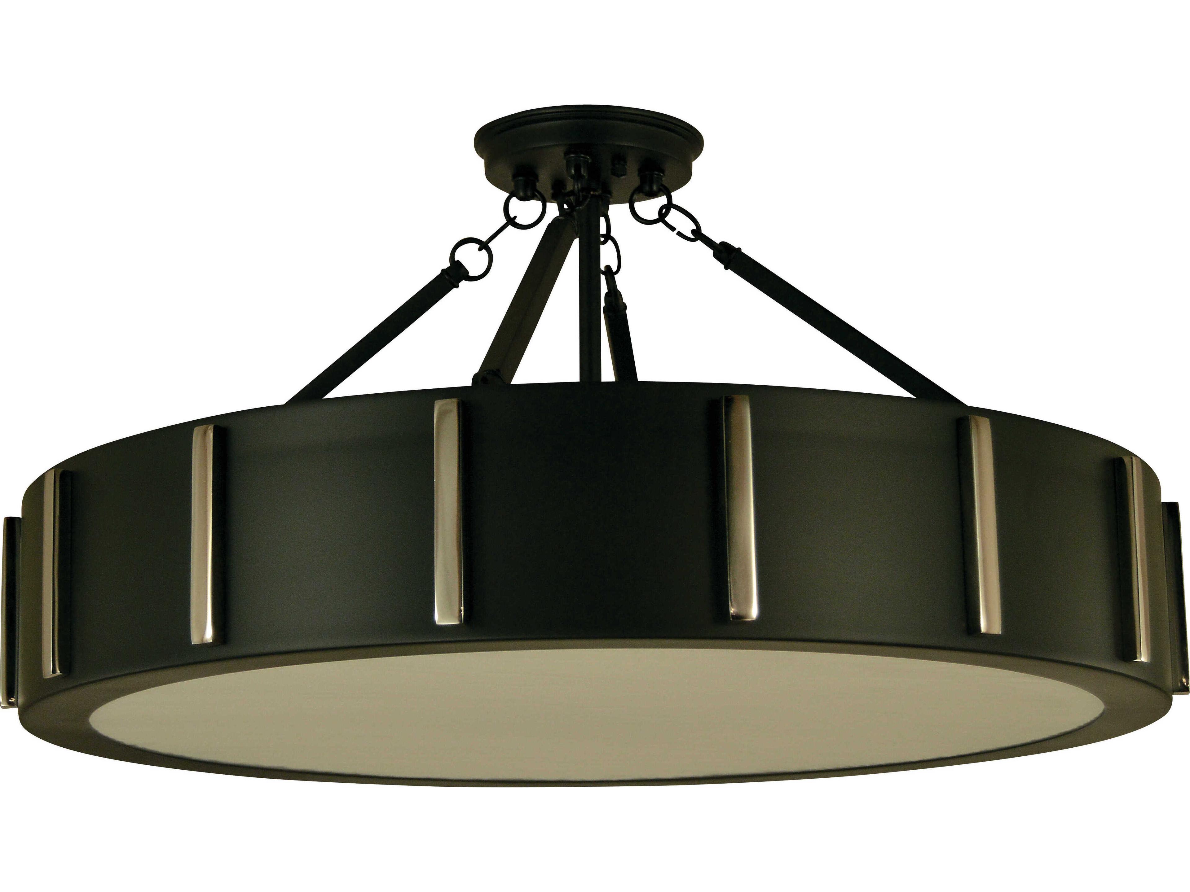 Pantheon 4-Light Glass Drum Round Semi Flush Mount