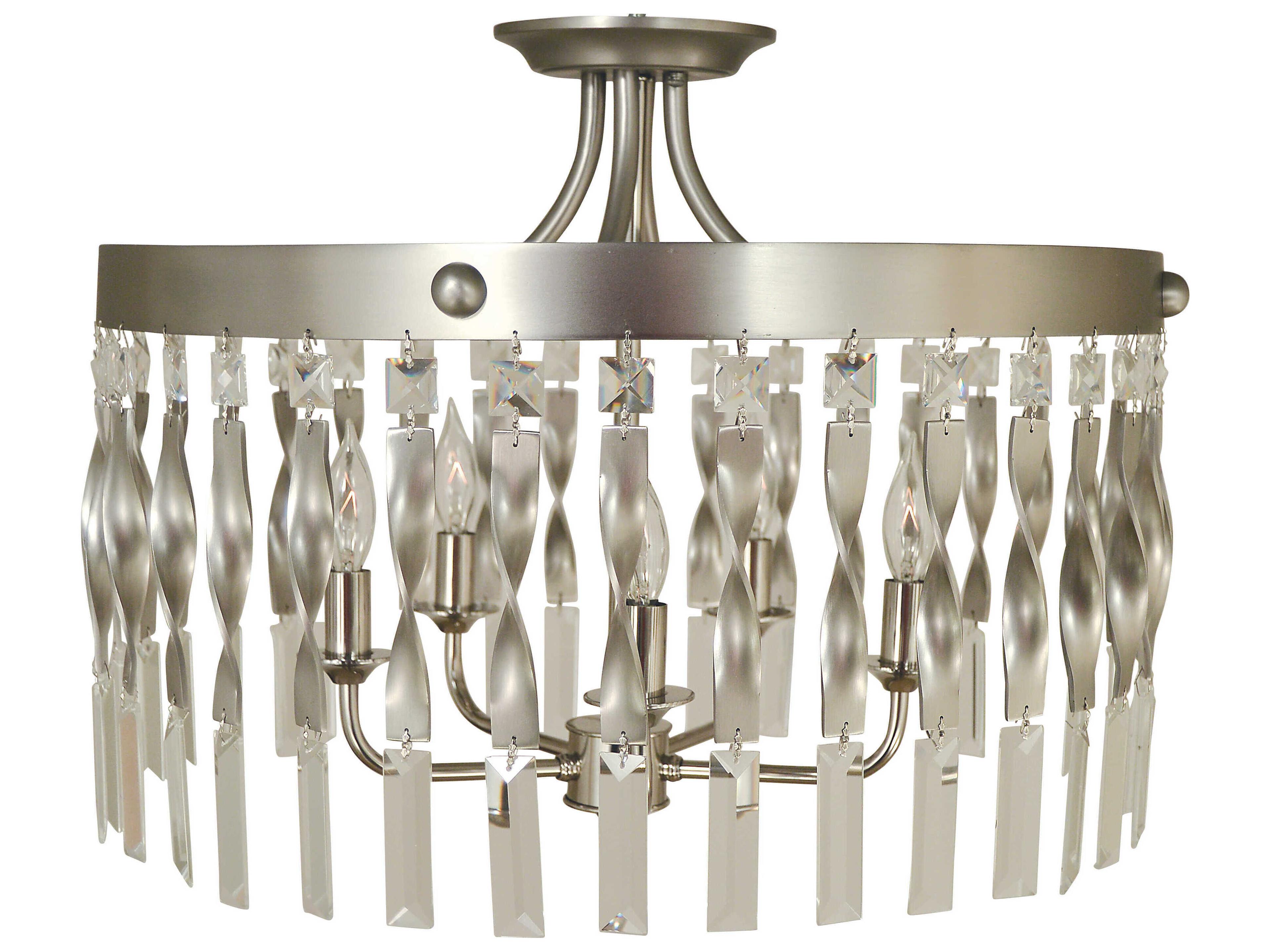 Adele 5-Light Satin Pewter Polished Nickel Crystal Semi Flush Mount