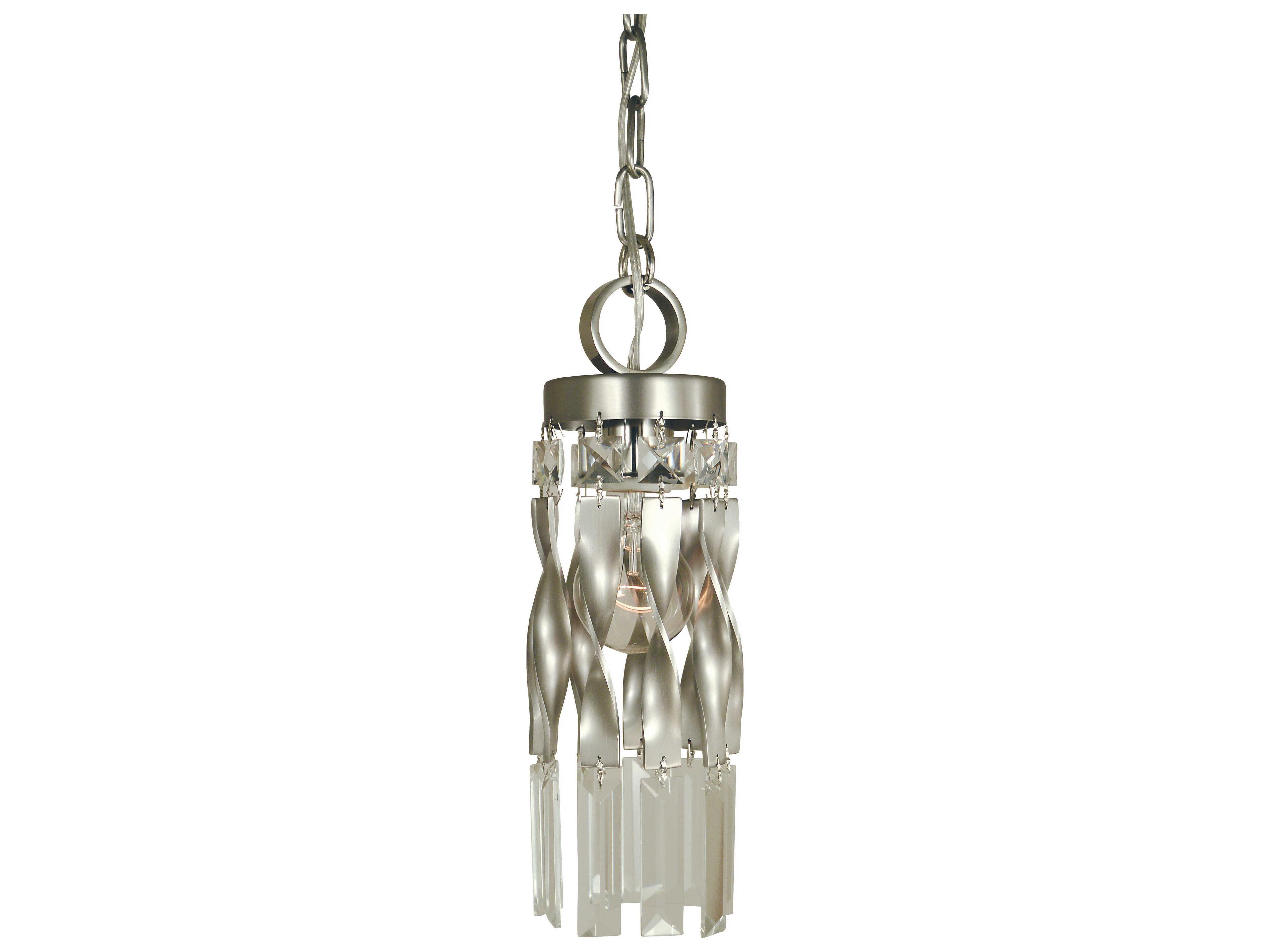 Adele 1-Light Satin Pewter Polished Nickel Crystal Mini Pendant