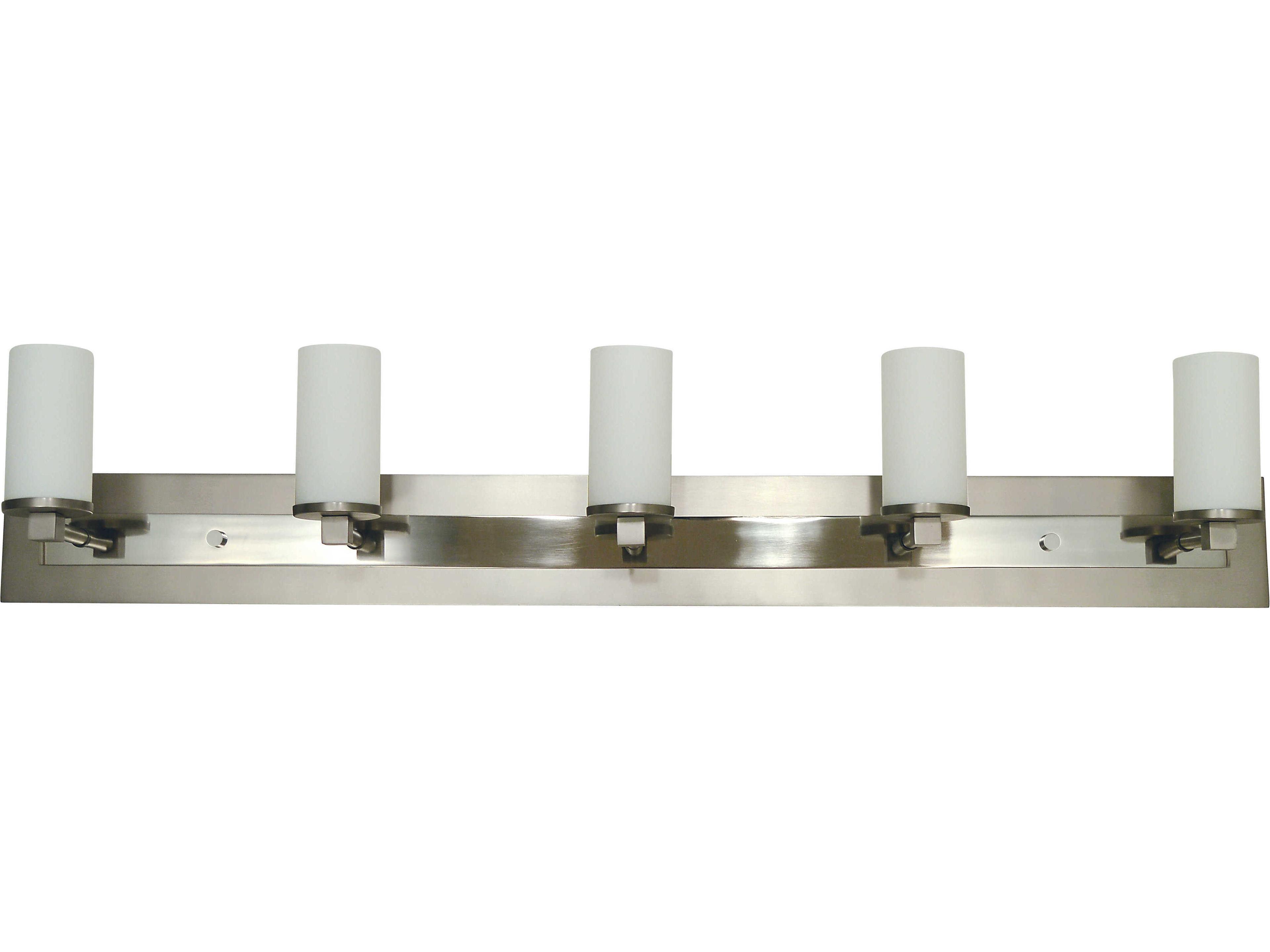 Mercer 5-Light Satin Pewter Polished Nickel Glass Vanity Light