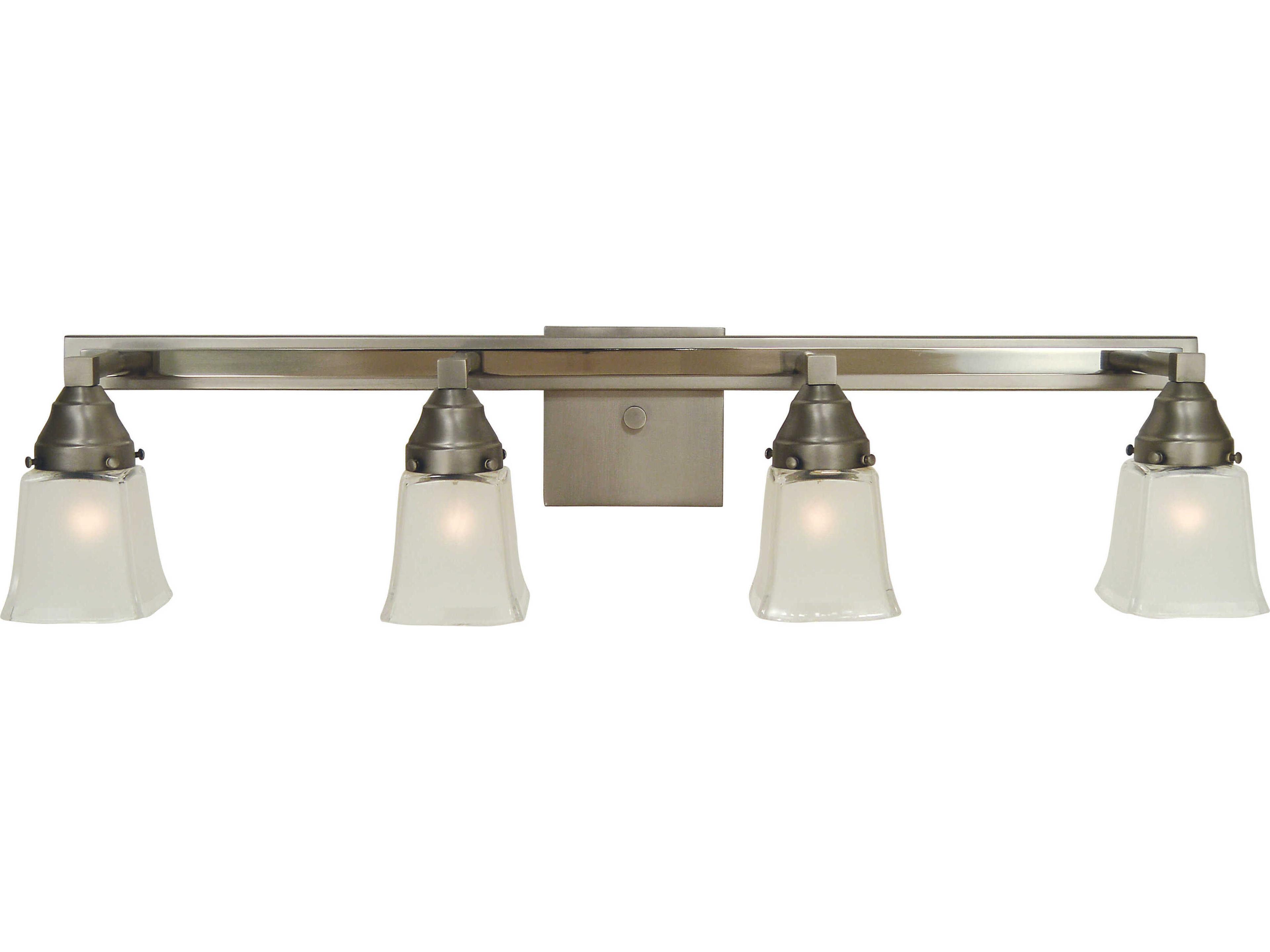 Mercer 4-Light Satin Pewter Polished Nickel Glass Vanity Light