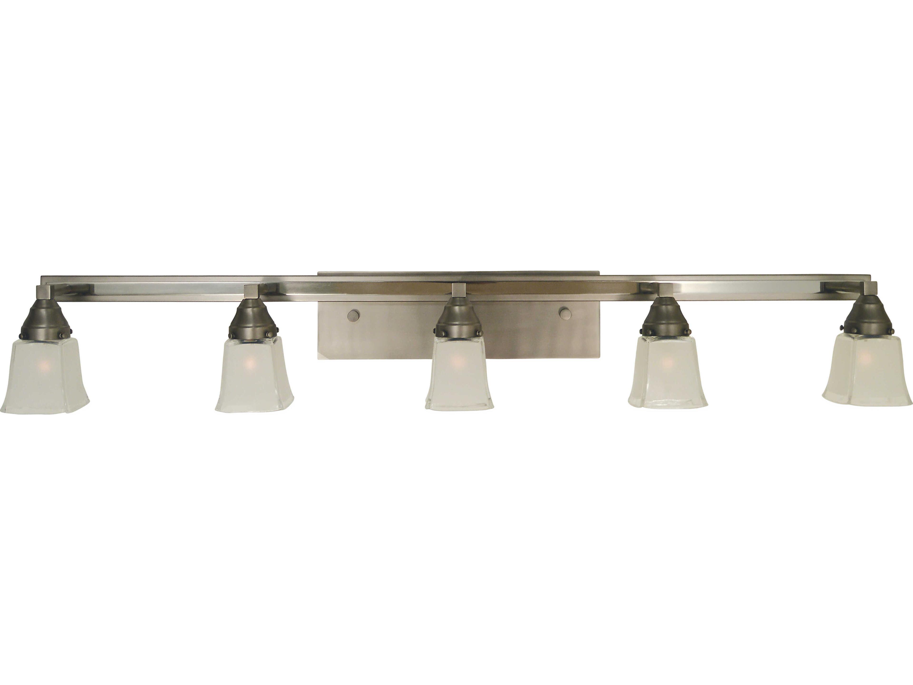 Mercer 5-Light Satin Pewter Polished Nickel Glass Vanity Light