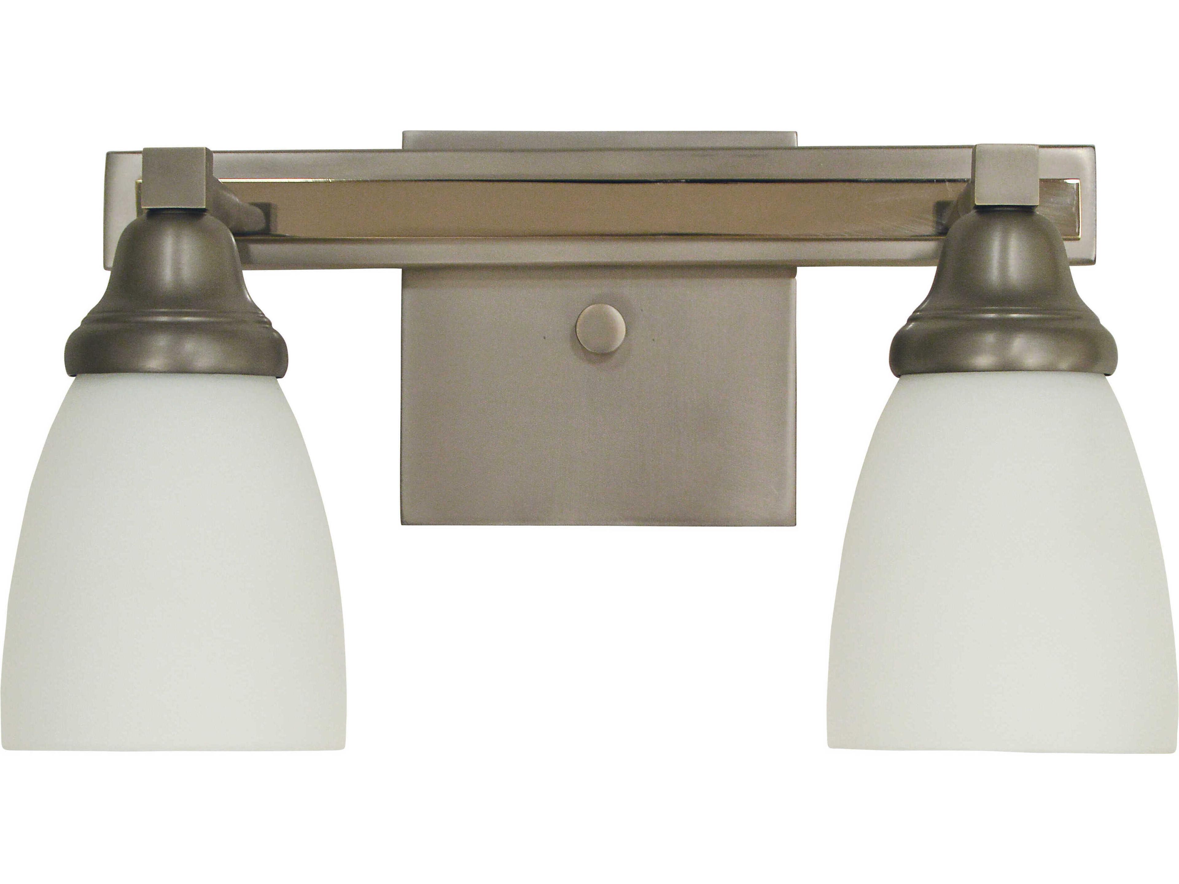 Mercer 2-Light Satin Pewter Polished Nickel Glass Vanity Light