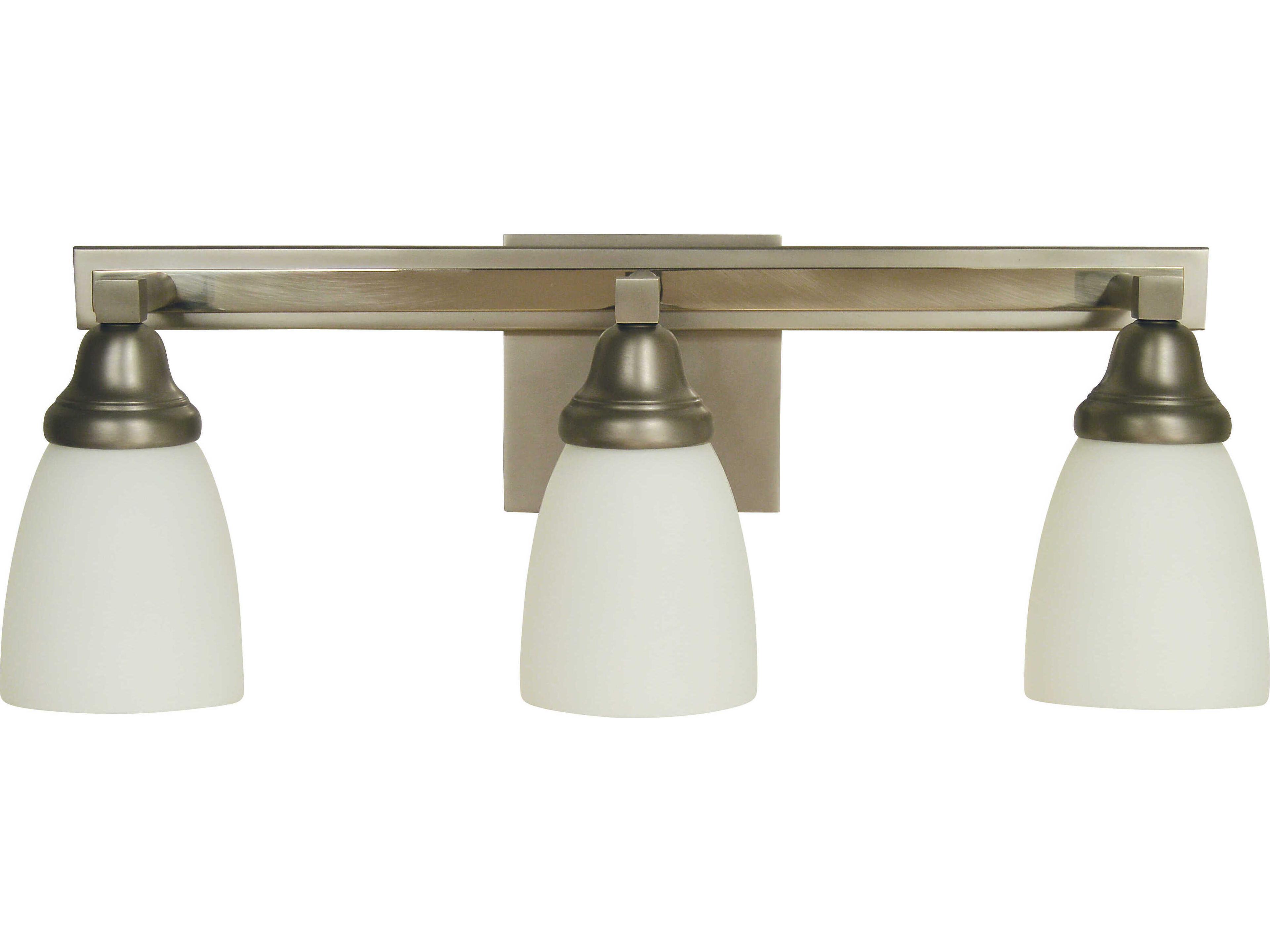 Mercer 3-Light Satin Pewter Polished Nickel Glass Vanity Light