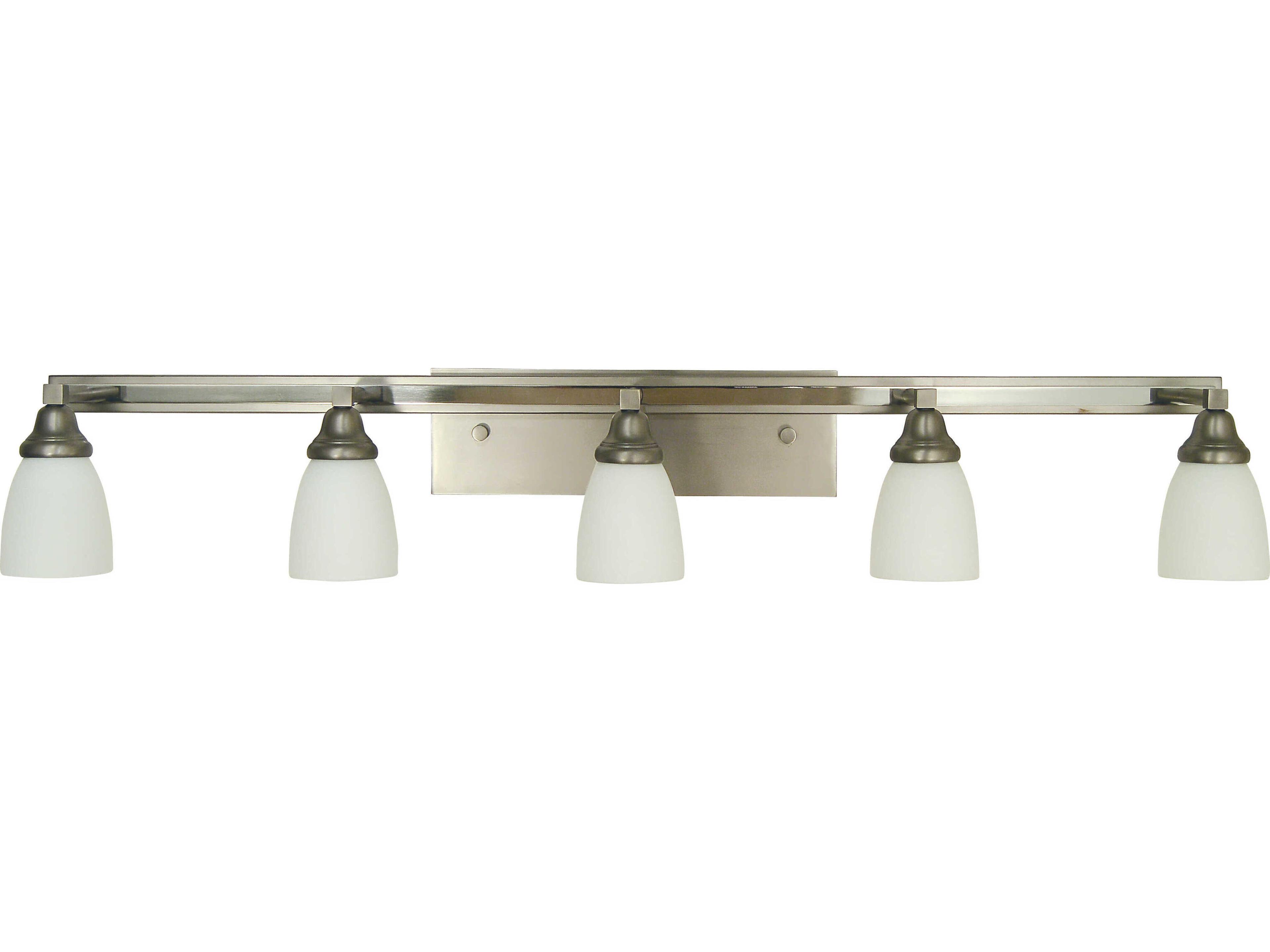 Mercer 5-Light Satin Pewter Polished Nickel Glass Vanity Light