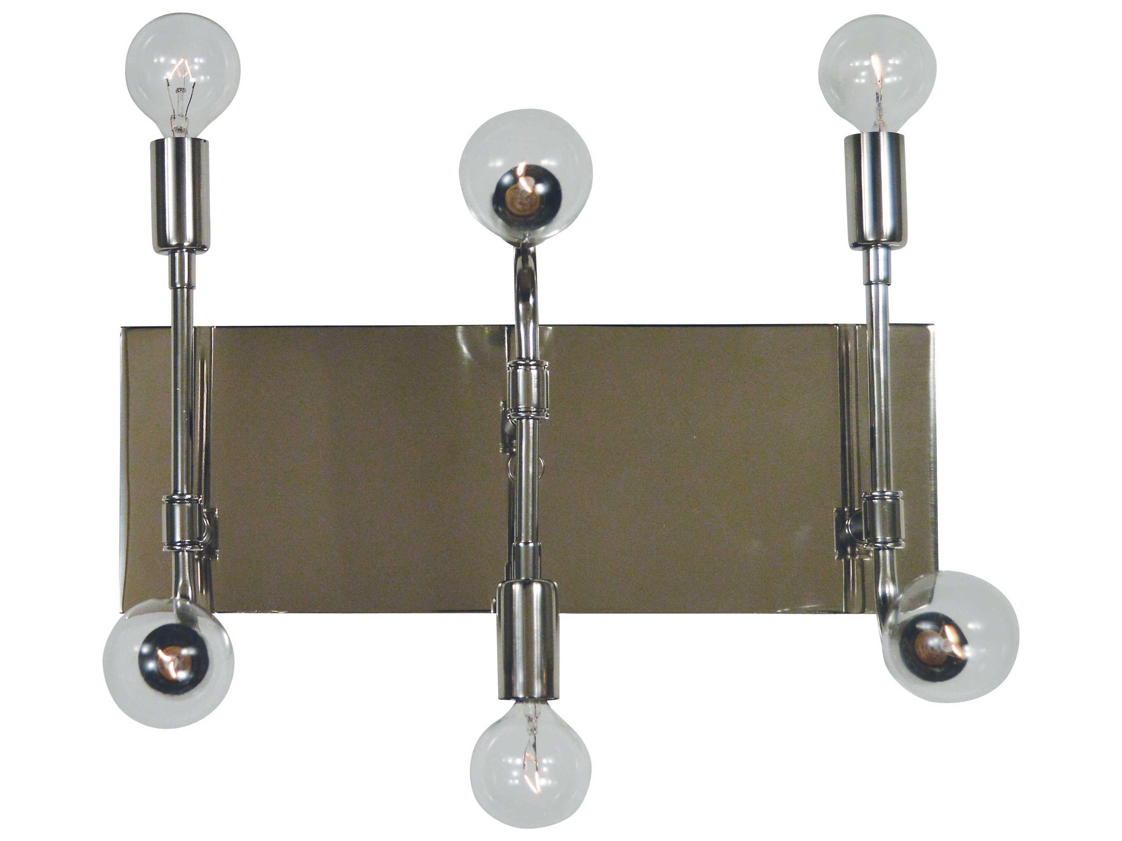 Fusion 6-Light Polished Nickel Matte Black Accents Vanity Light