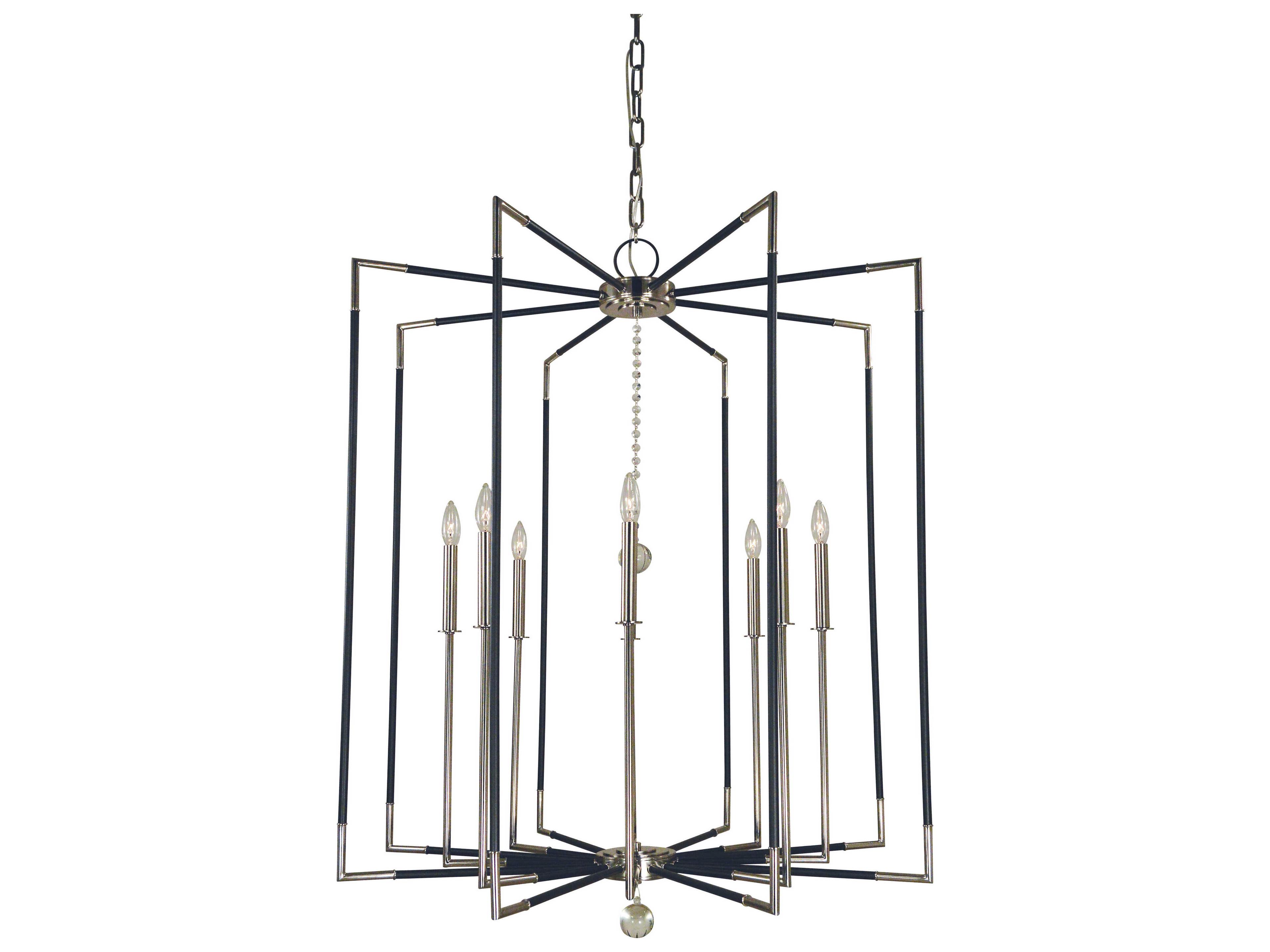Felicity 8-Light Polished Nickel Matte Black Accents Crystal Candelabra Chandelier