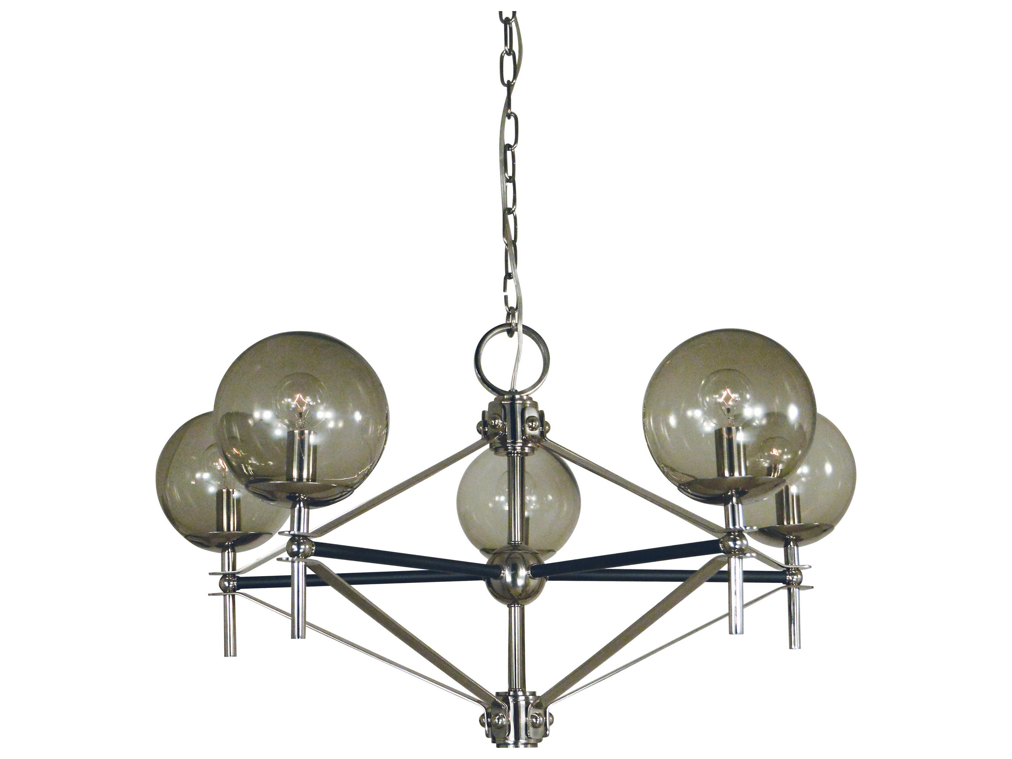 Calista 5-Light Polished Nickel Matte Black Accents Glass Globe Chandelier