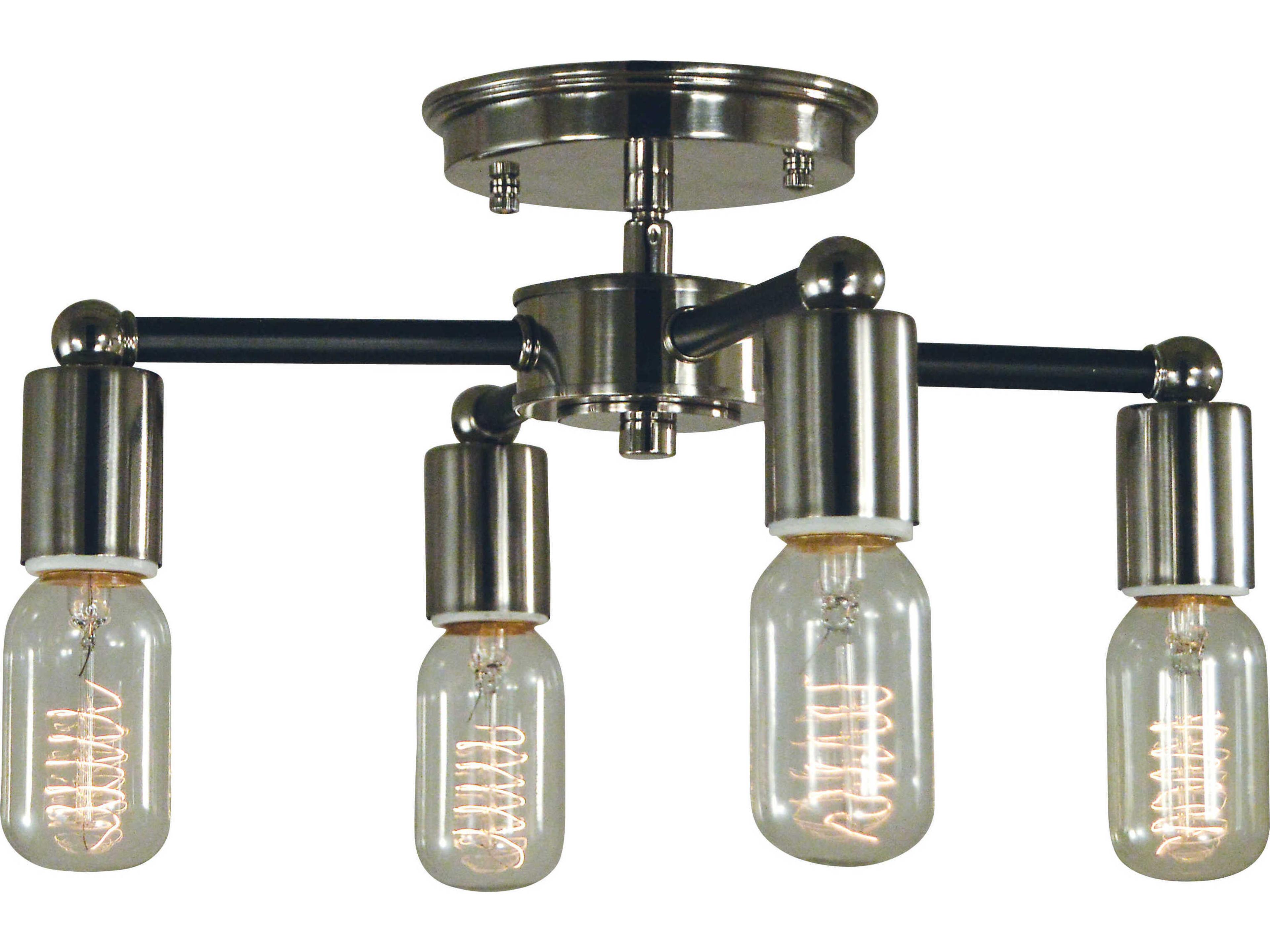 Nebula 4-Light Polished Nickel Matte Black Accents Semi Flush Mount