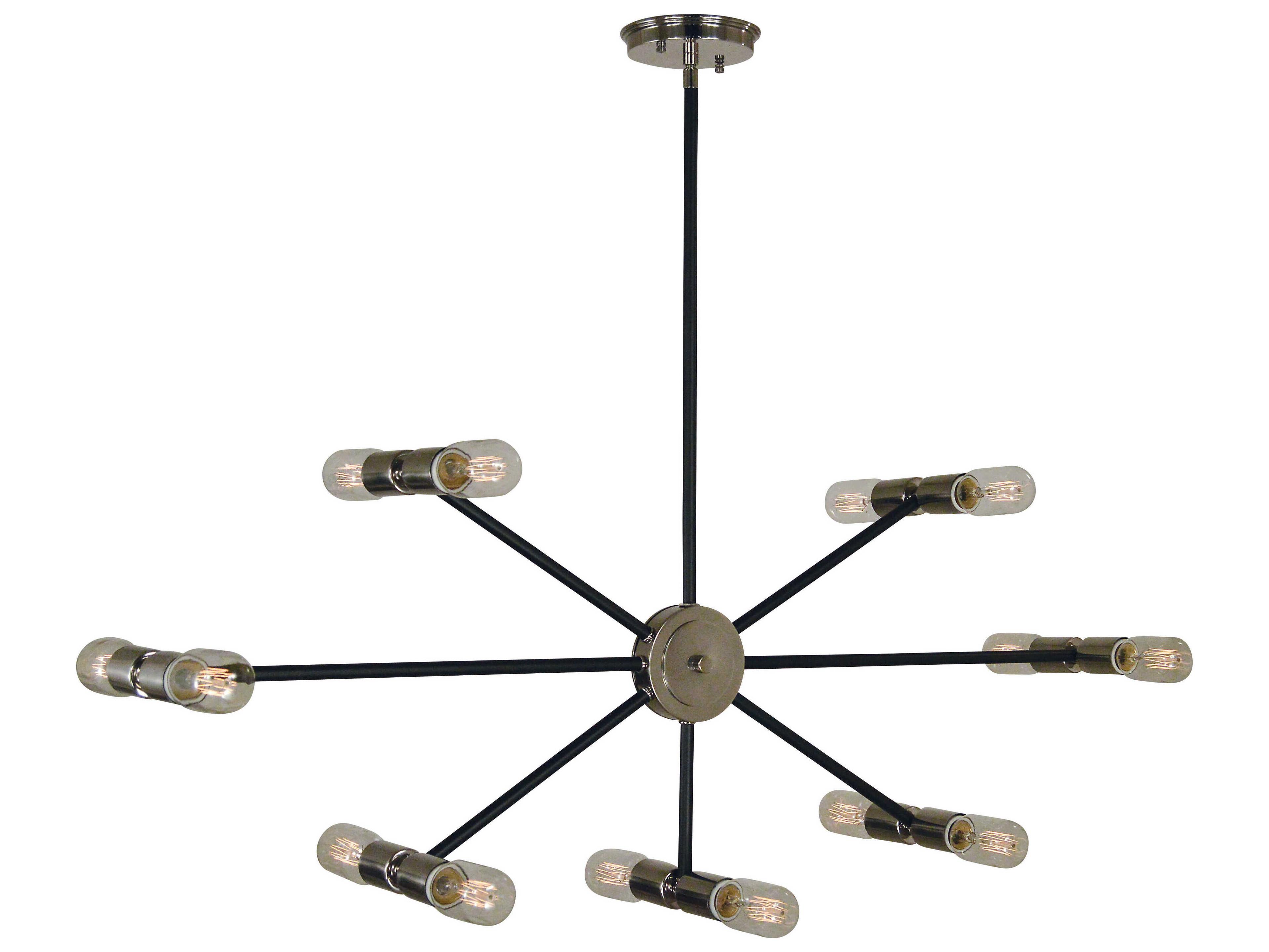 Nebula 14-Light Polished Nickel Matte Black Accents Island Pendant