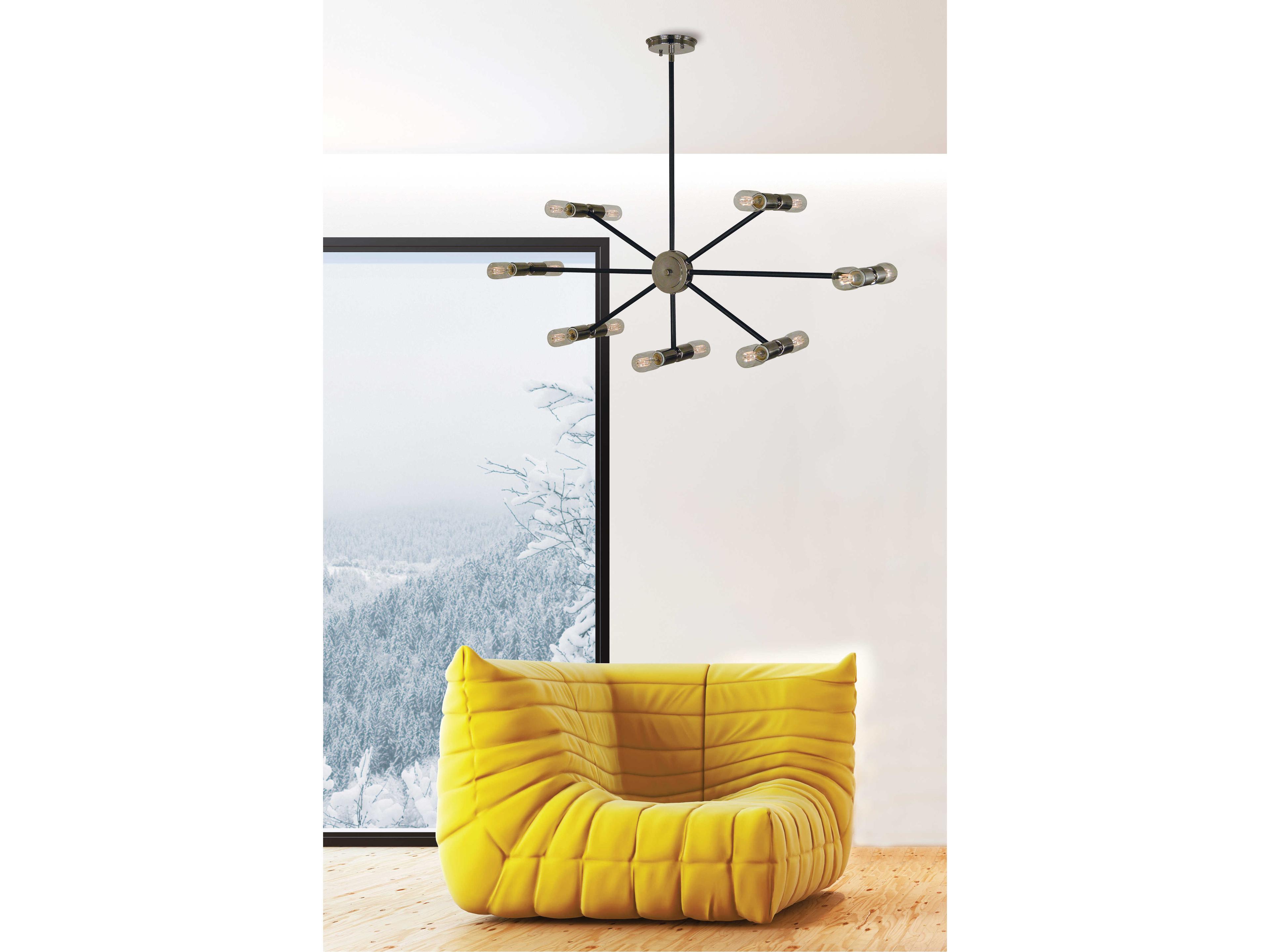 Framburg Nebula 14-Light Polished Nickel Matte Black Accents Island Pendant