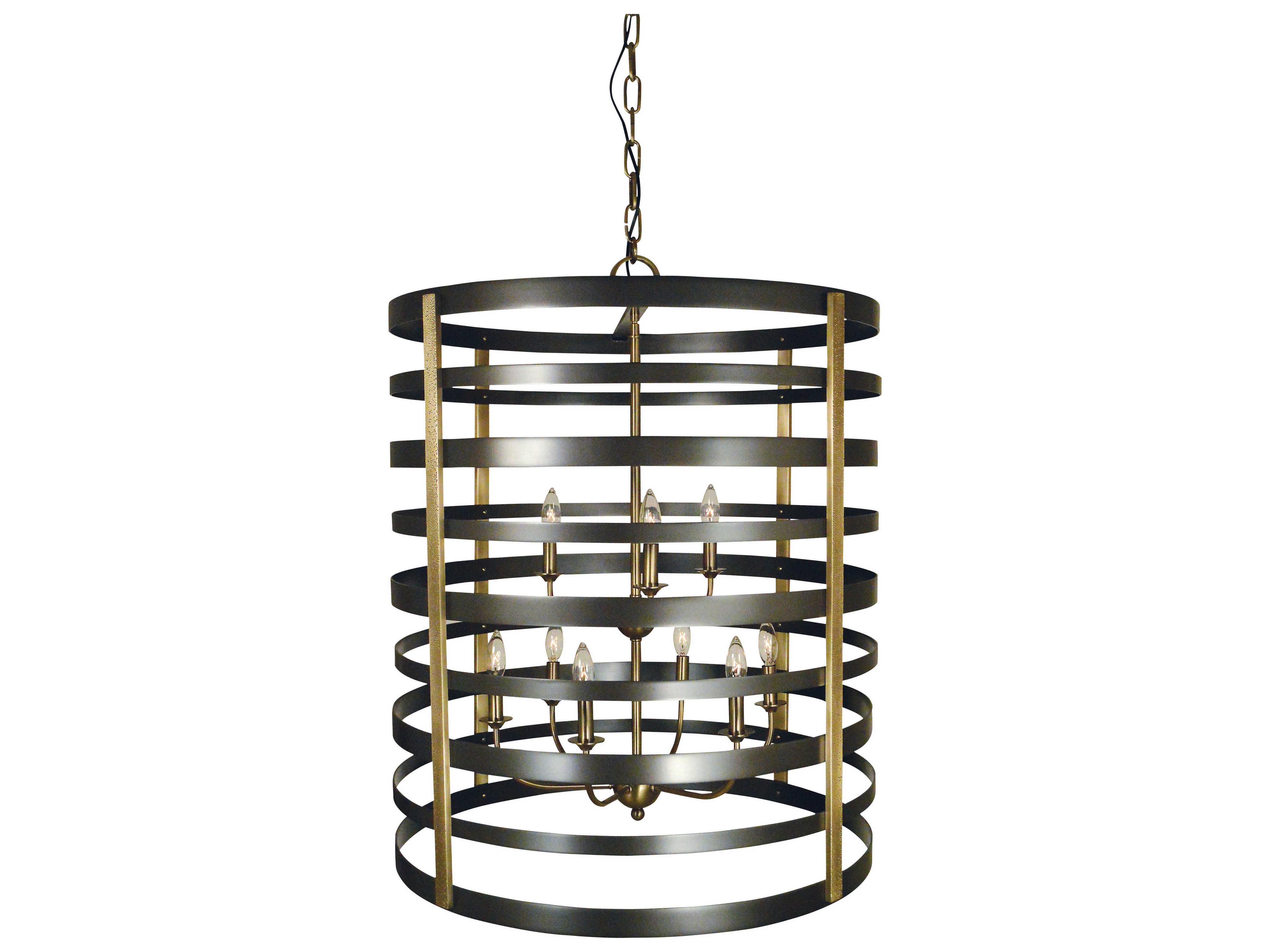 Pastoral 9-Light Mahogany Bronze Antique Brass Accents Candelabra Round Tiered Chandelier