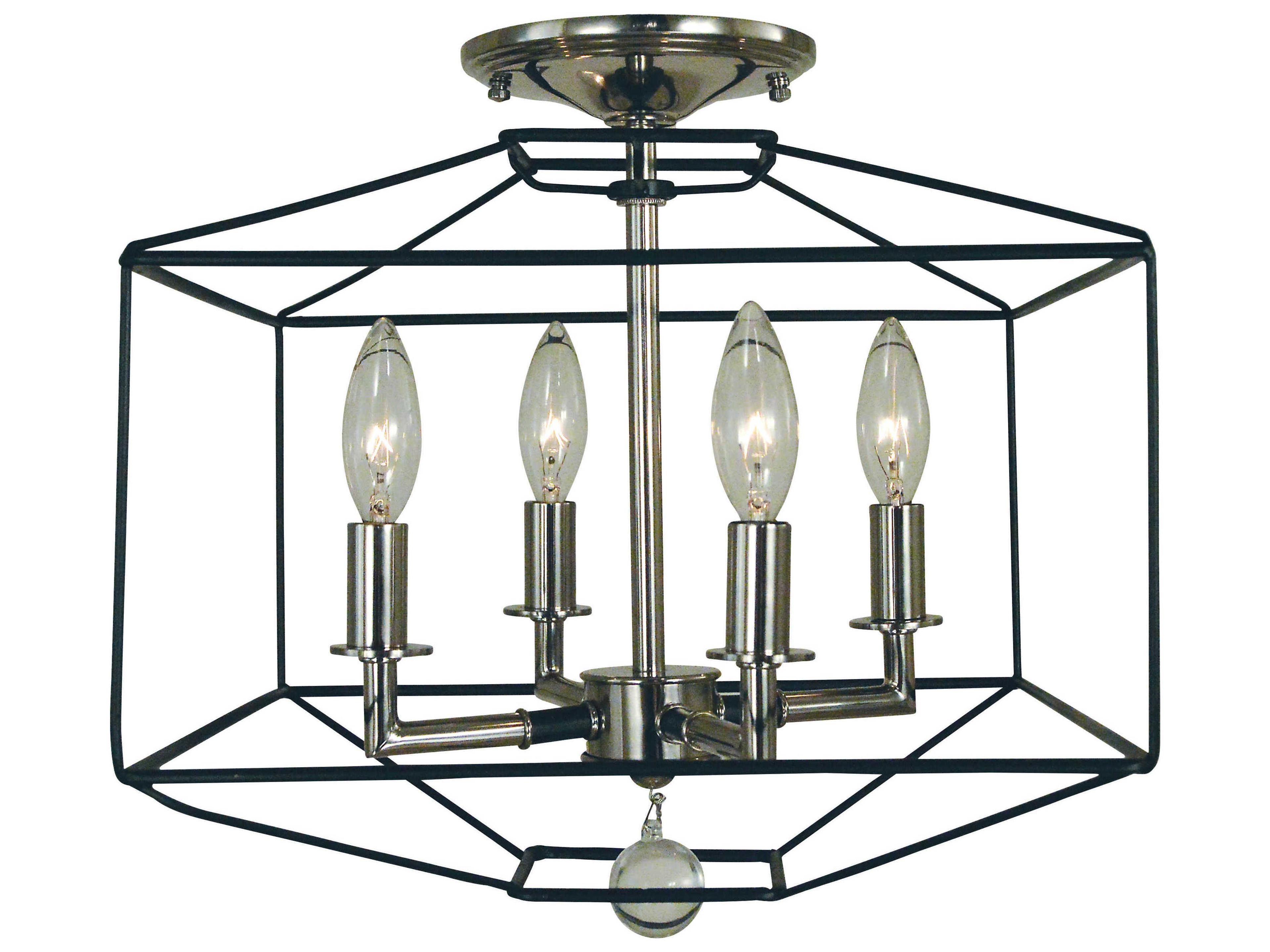 Framburg Isabella 4-Light Polished Nickel Matte Black Accents Crystal Candelabra Chandelier